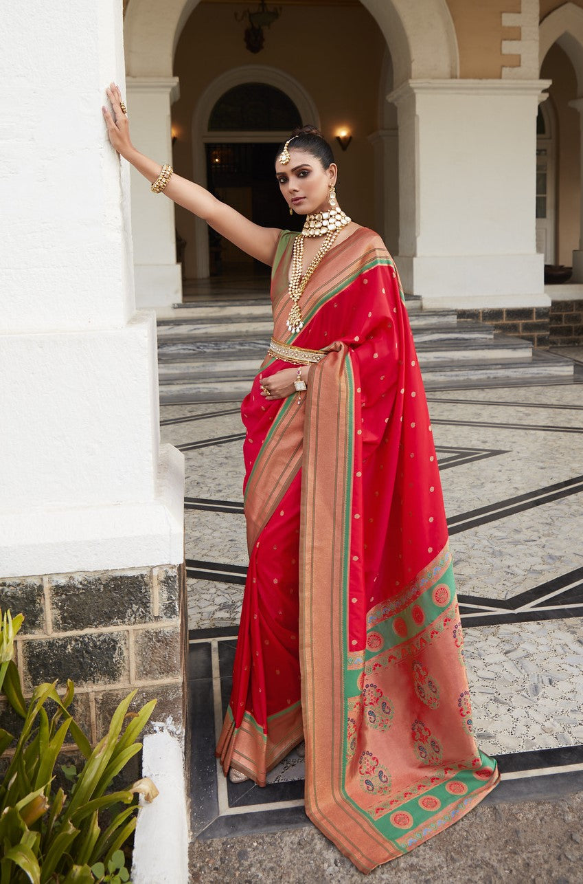 Buy Red Paithani Sarees online in USA, CANADA and Australia from kotasilk.com