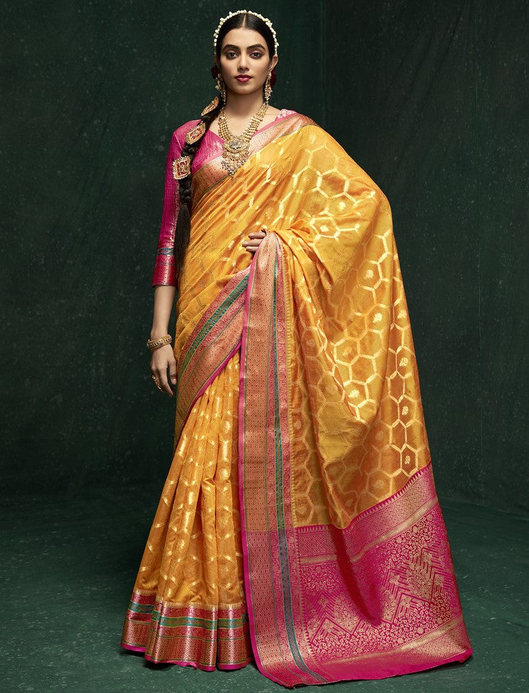 Buy Yellow Kanjivaram Sarees online in USA, CANADA, Australia from kotasilk.com