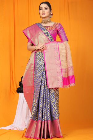 Navy Blue Silk Saree