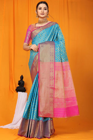 SkyBlue Silk Saree