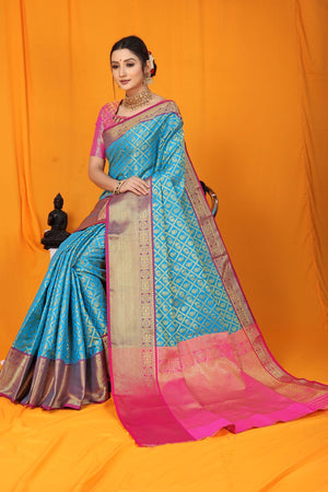 SkyBlue Silk Saree