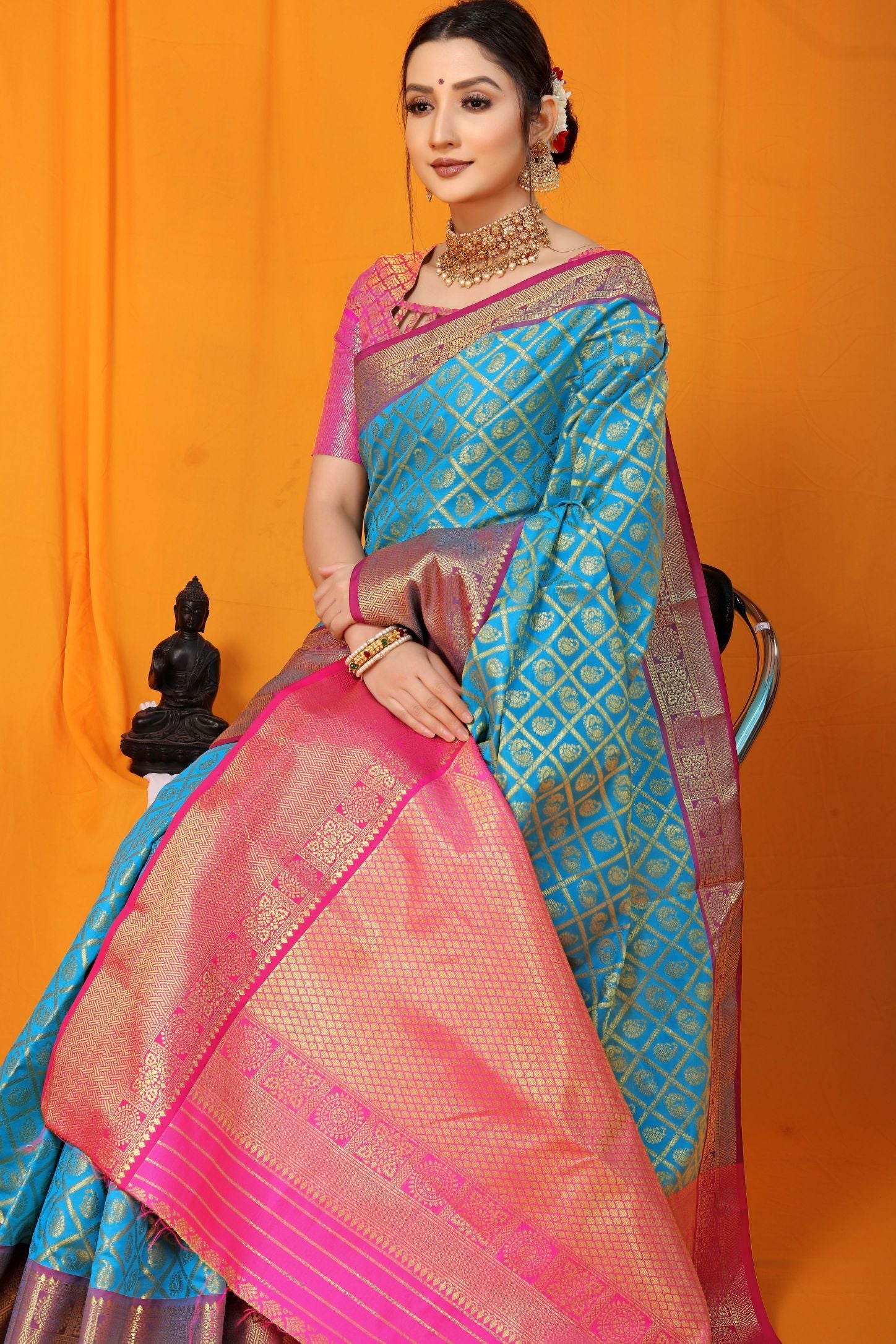 SkyBlue Silk Saree