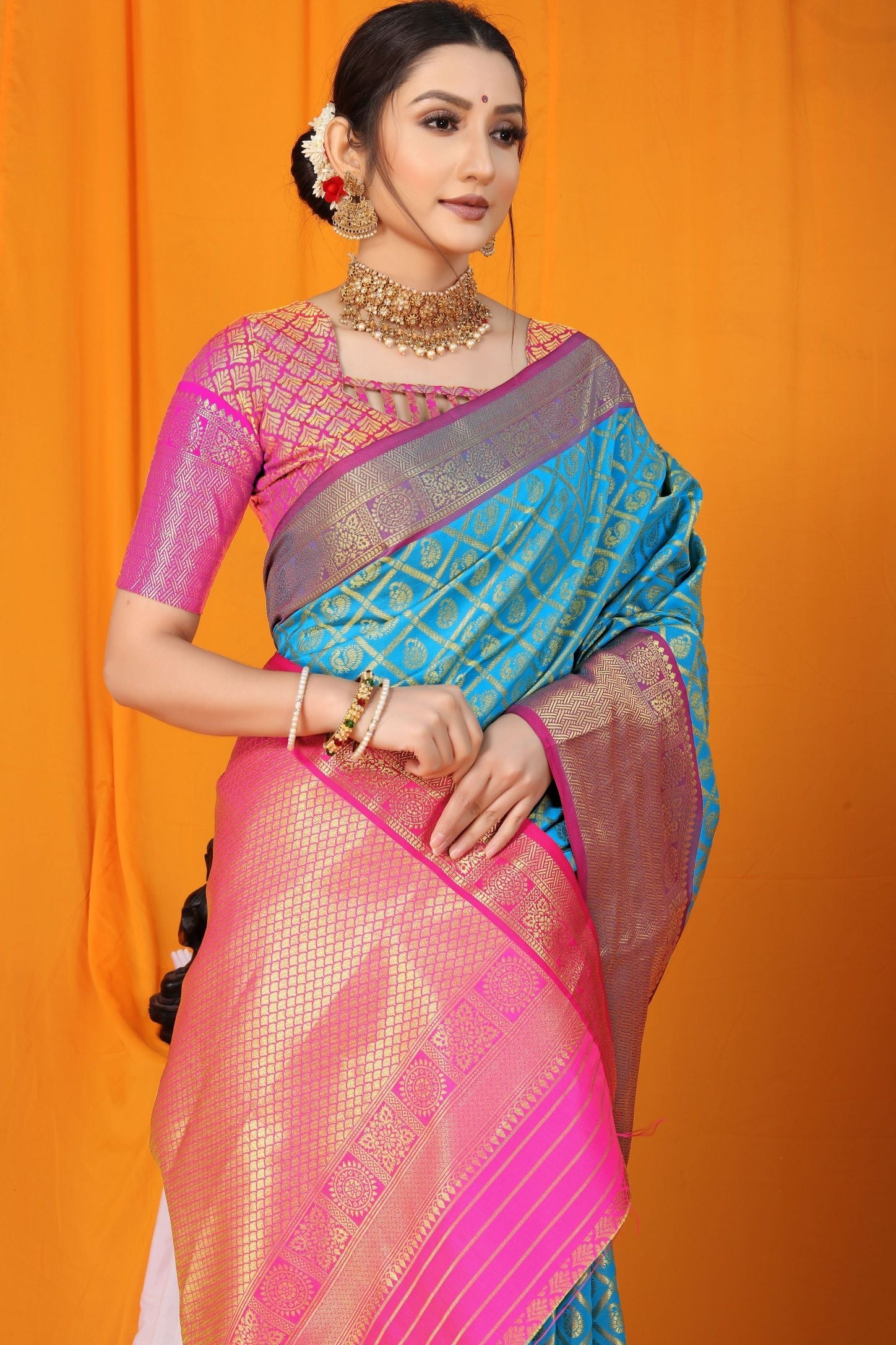 SkyBlue Silk Saree