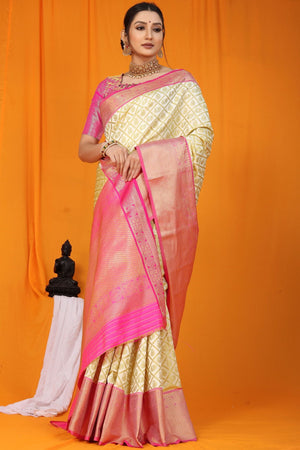 Light Yellow Silk Saree