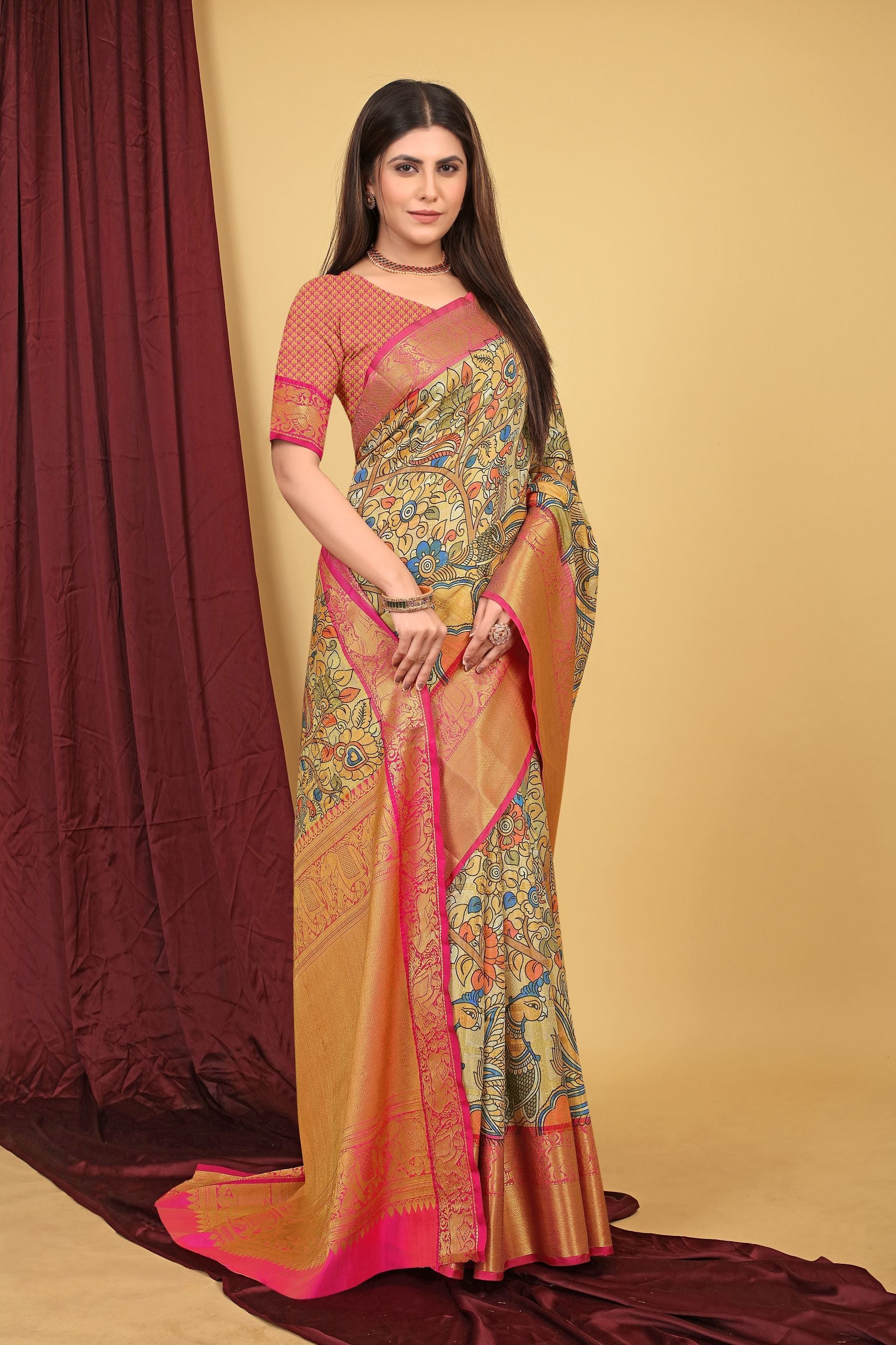 Sea of Elegance: Mesmerizing Sea Yellow Soft Silk Saree for Weddings and Parties