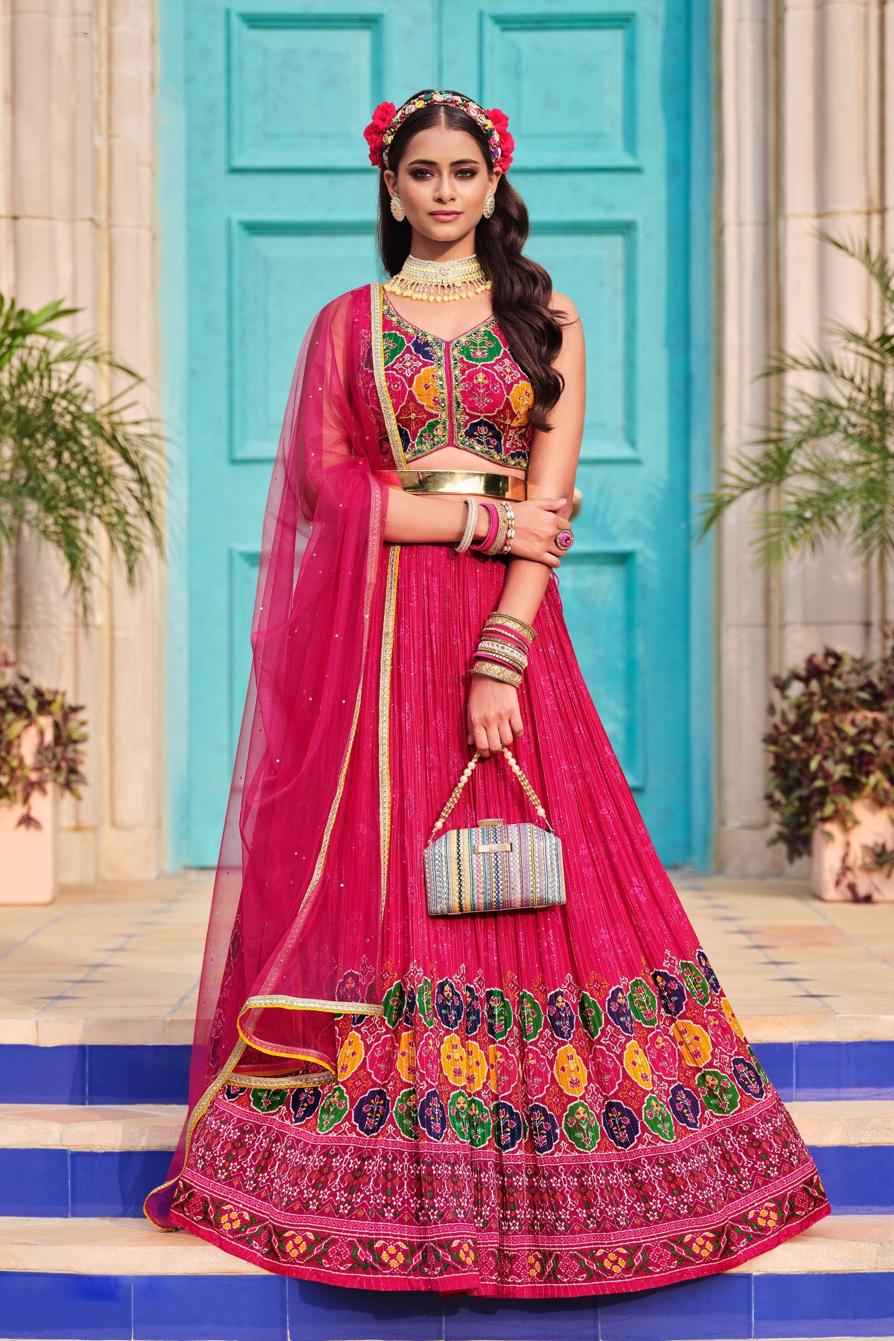 Elegant Dark Pink Silk Lehenga Choli for Weddings and Parties