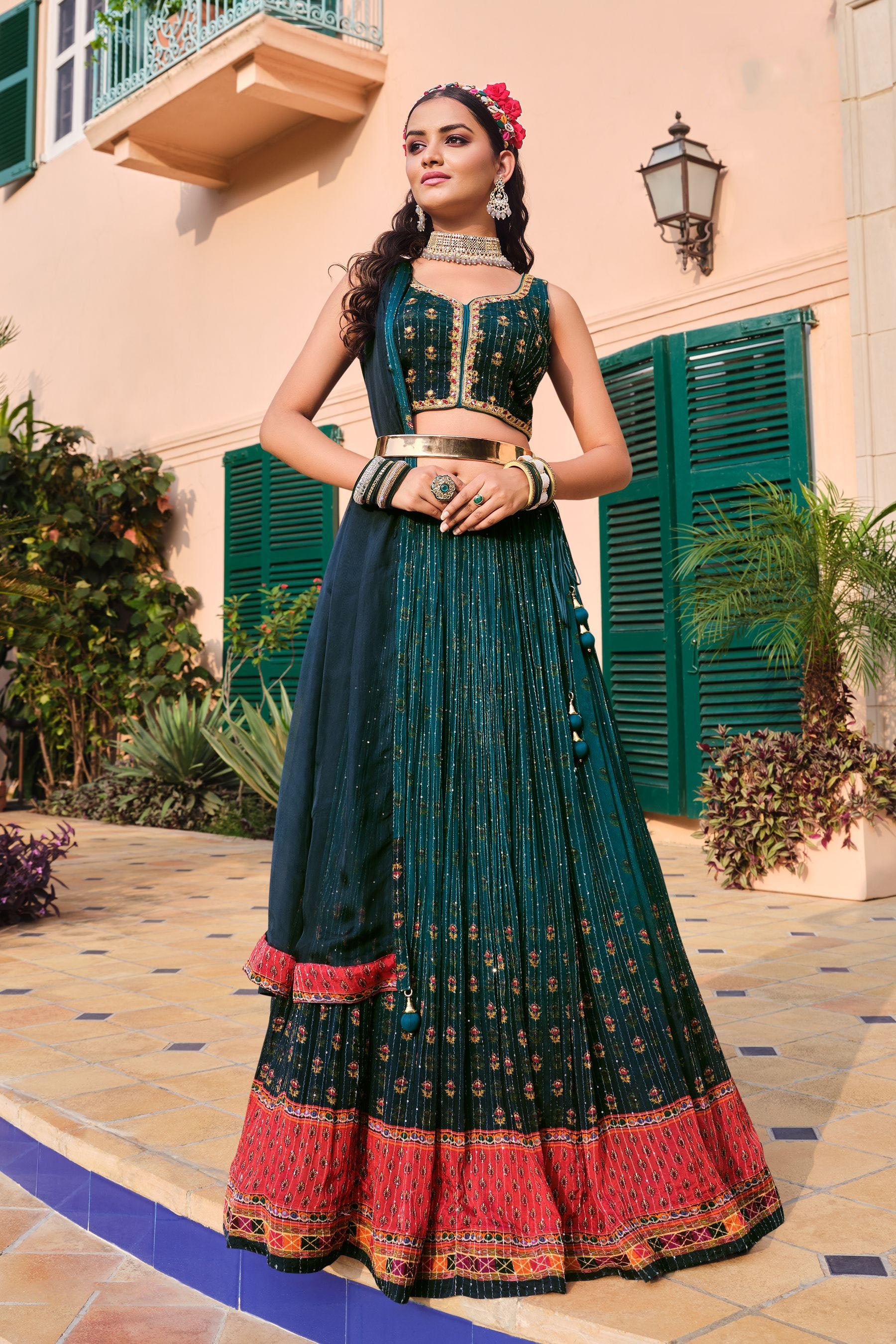 Elegant Green Soft Silk Lehenga Choli for Weddings and Parties