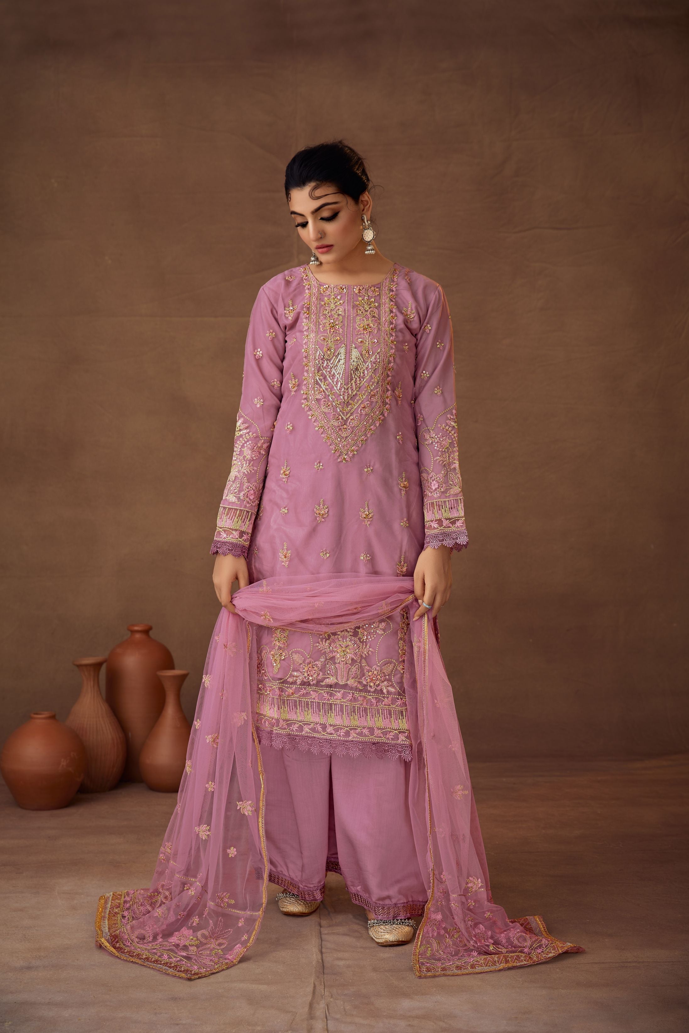 Light Pink Color  Sharara Salwar Suit