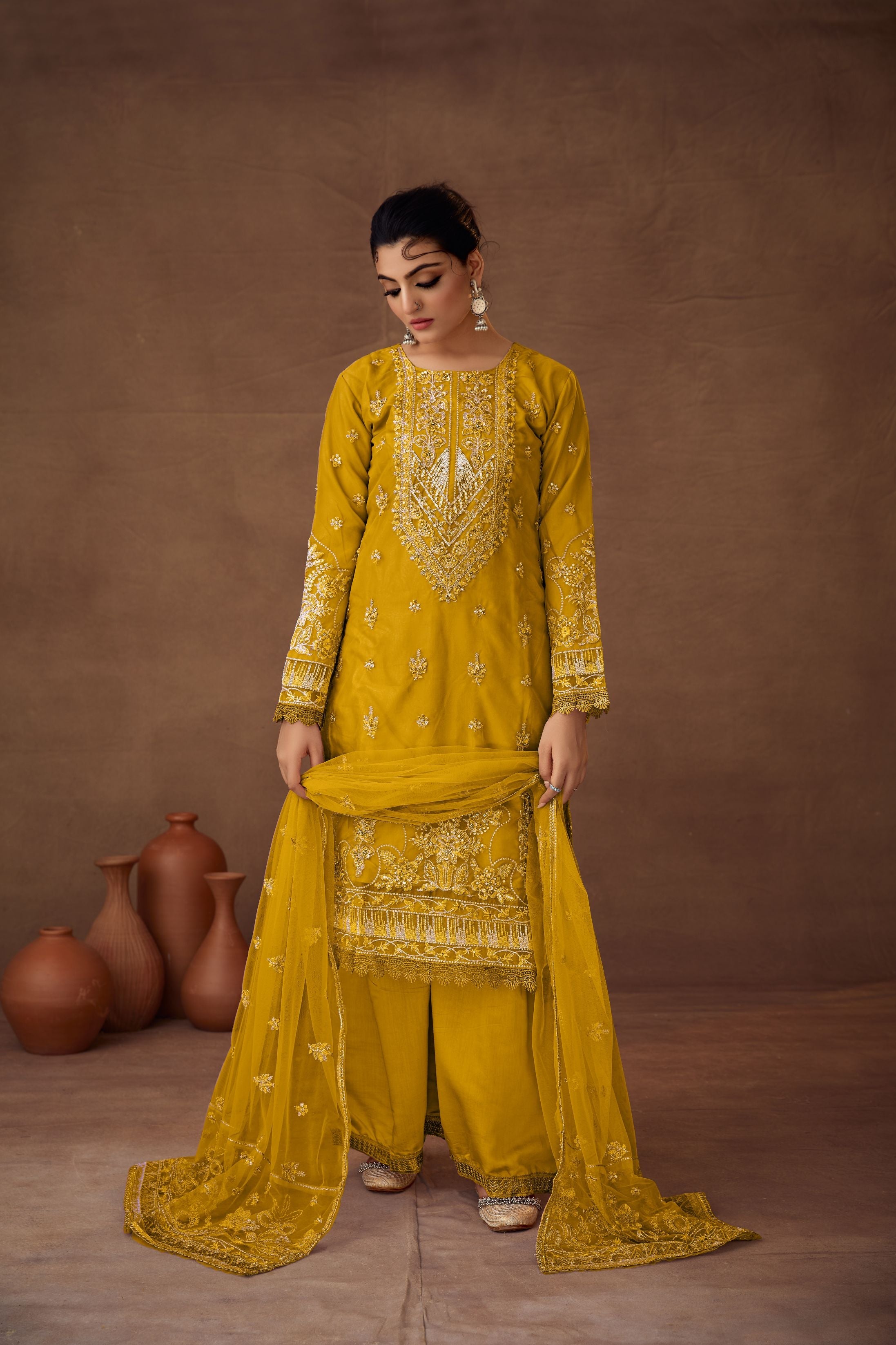 Yellow Color Sharara Salwar Suit