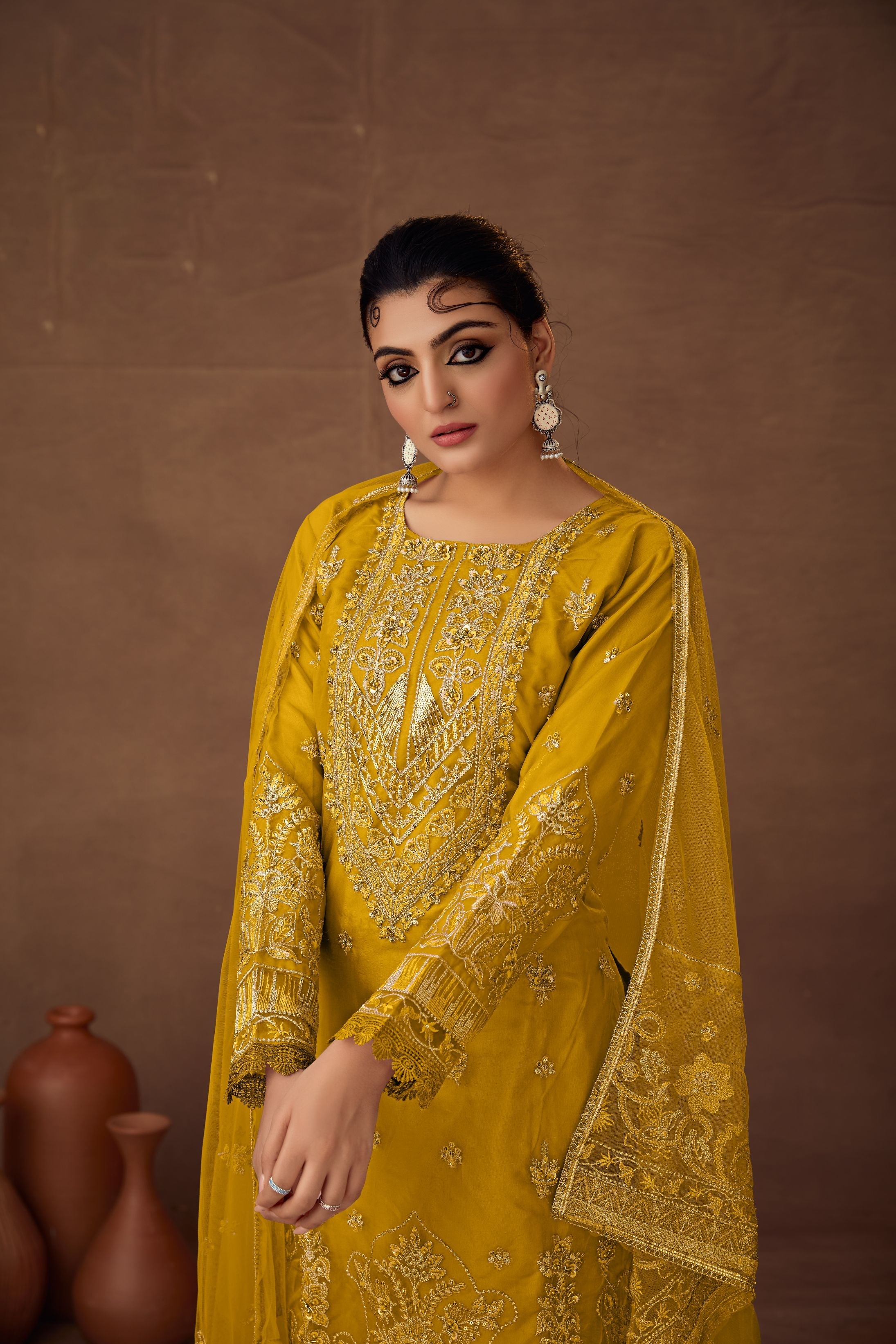 Yellow Color Sharara Salwar Suit