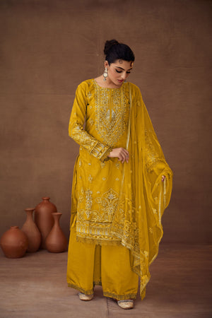 Yellow Color Sharara Salwar Suit