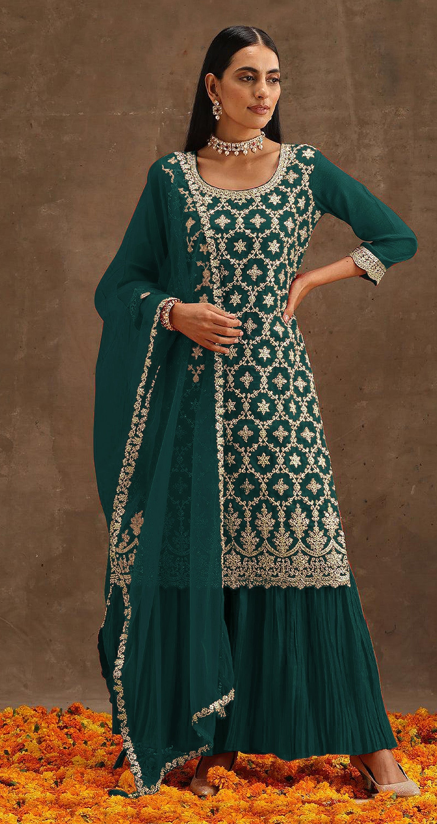 Elegant Green Embroidered Soft Silk Salwar Suit for Weddings & Parties