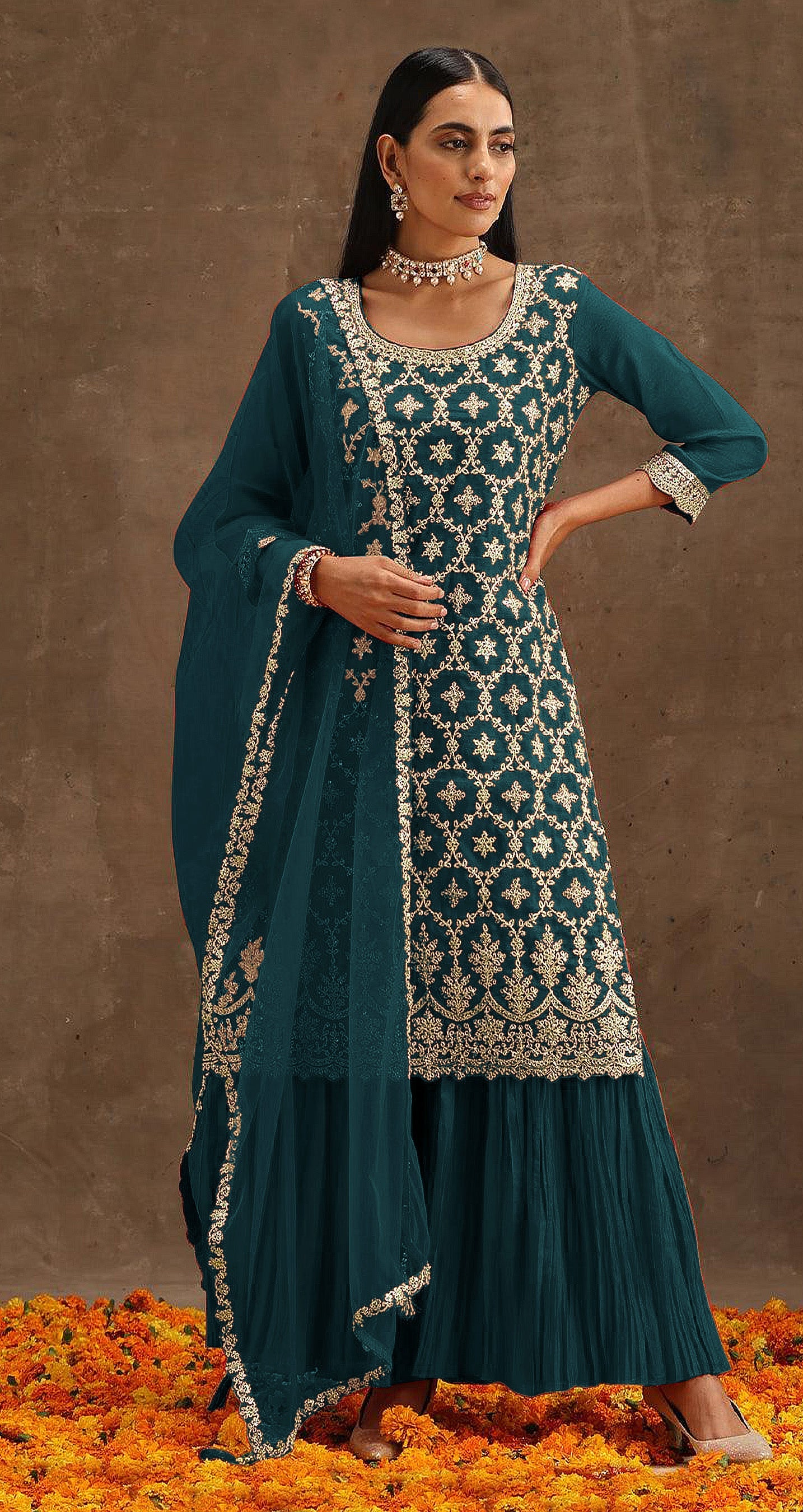 Enchanting Green Embroidered Salwar Suit in Soft Silk for Weddings & Parties