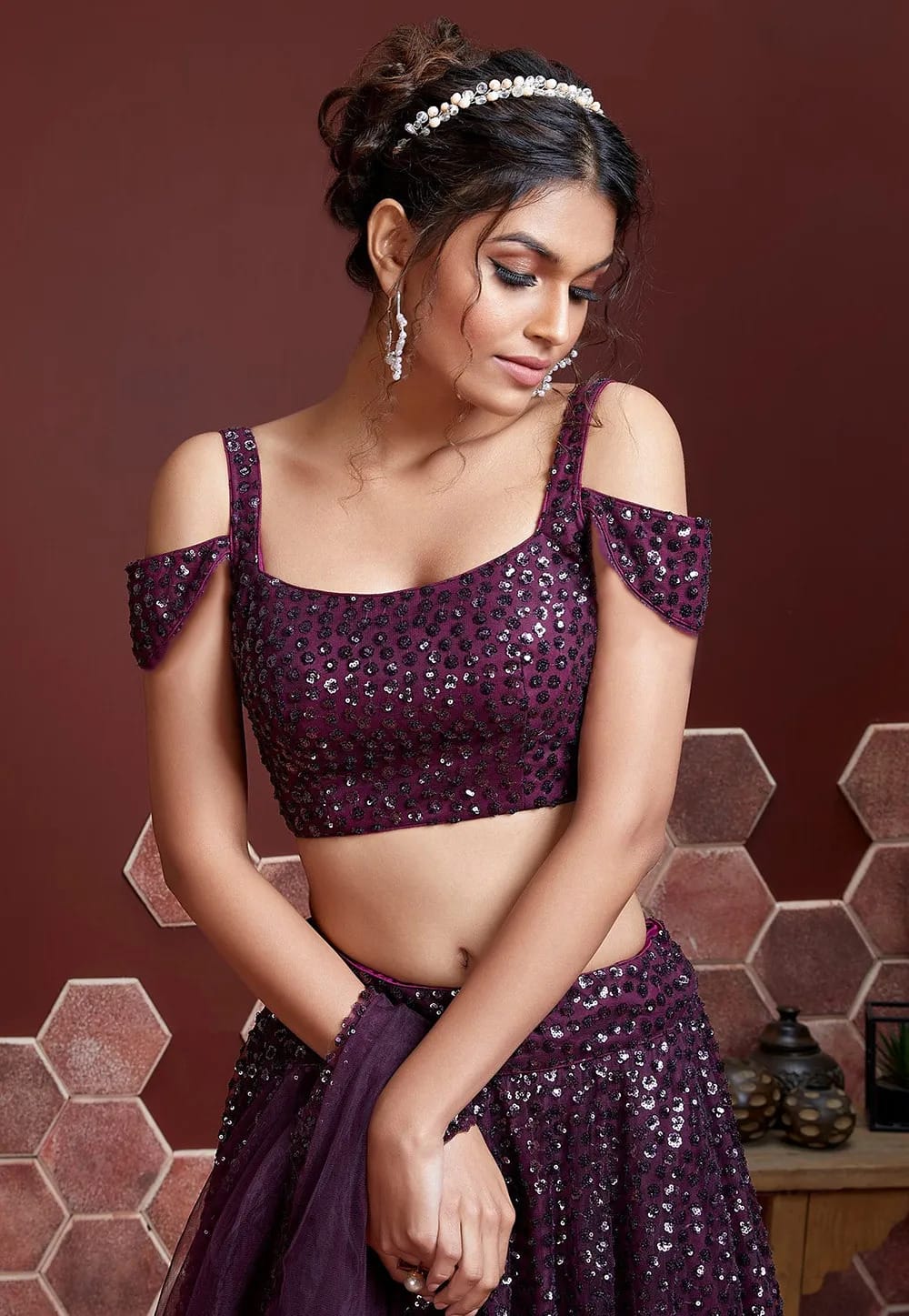 Regal Purple Embroidered Lehenga Choli: Perfect for Weddings and Parties