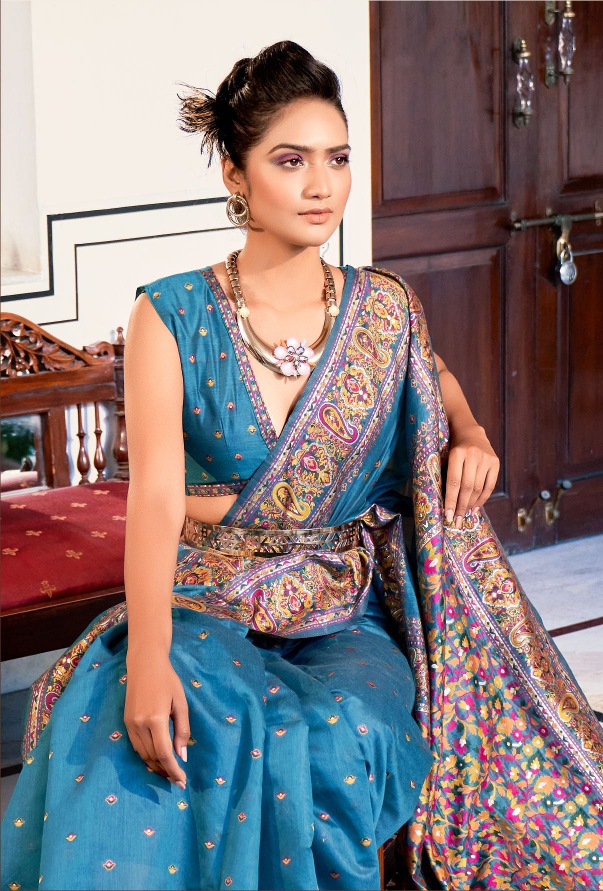 Ethereal Sea Sky Saree: Elegance and Grace in Soft Silk for Weddings and Parties