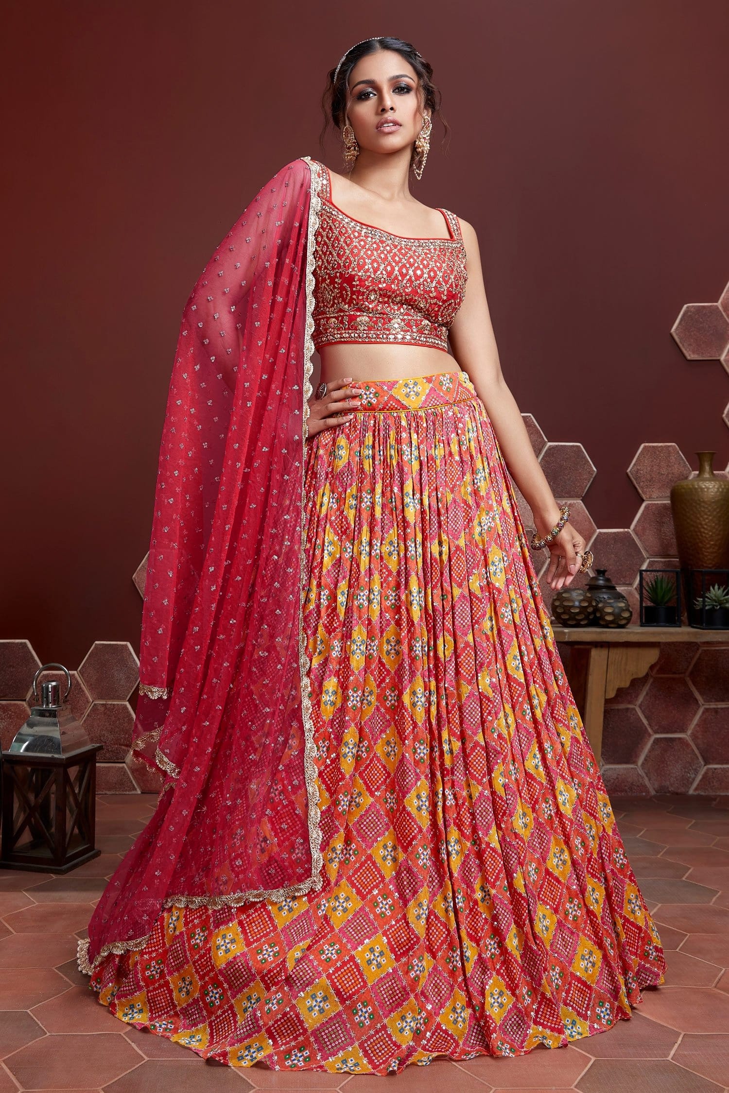 Elegant Red Soft Silk Lehenga Choli: Perfect for Weddings and Parties