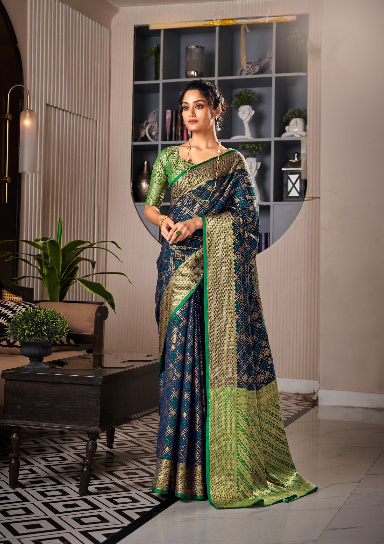 Elegance in Blue: Graceful Soft Handloom Patola Weaving Saree Collection