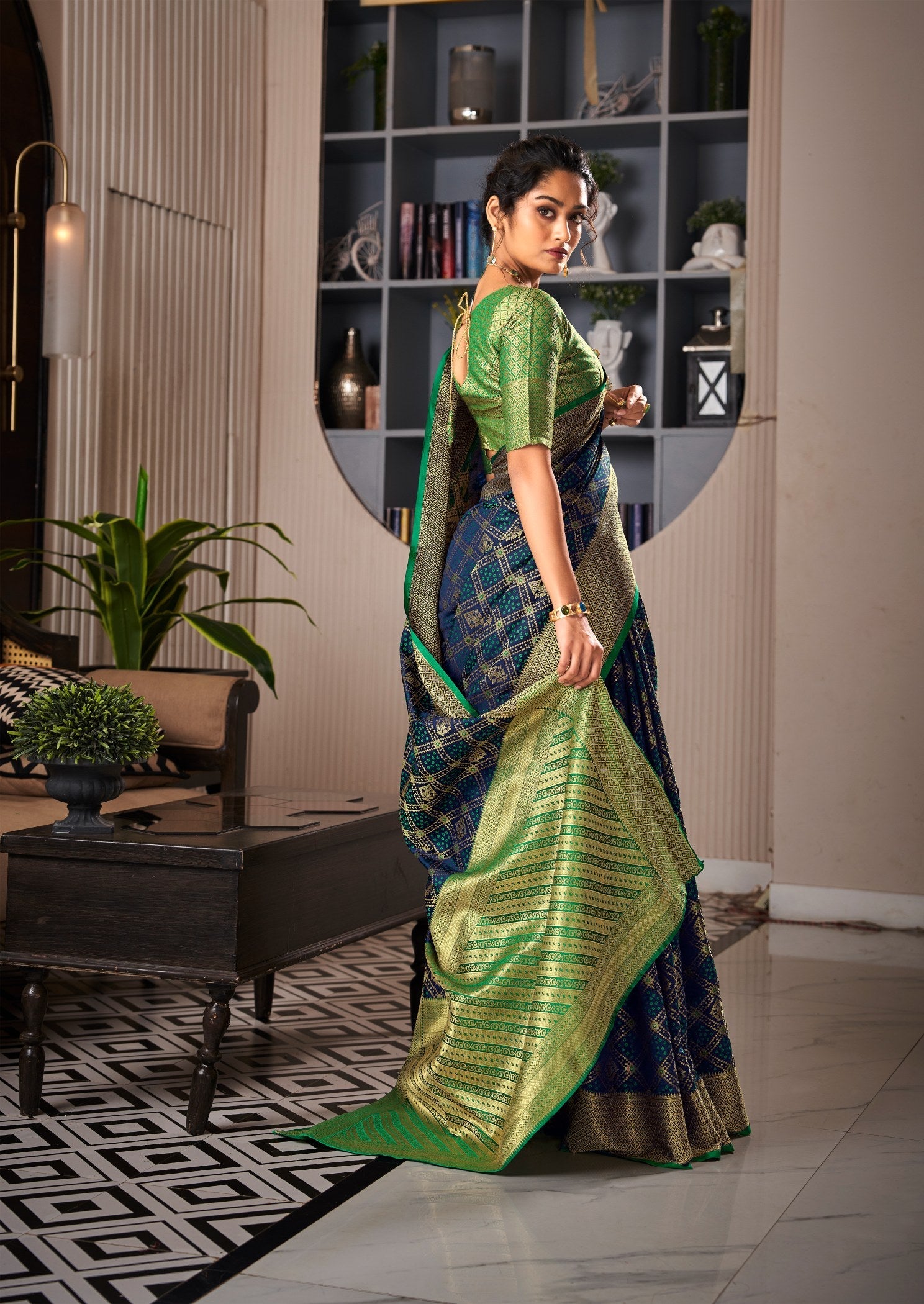 Elegance in Blue: Graceful Soft Handloom Patola Weaving Saree Collection