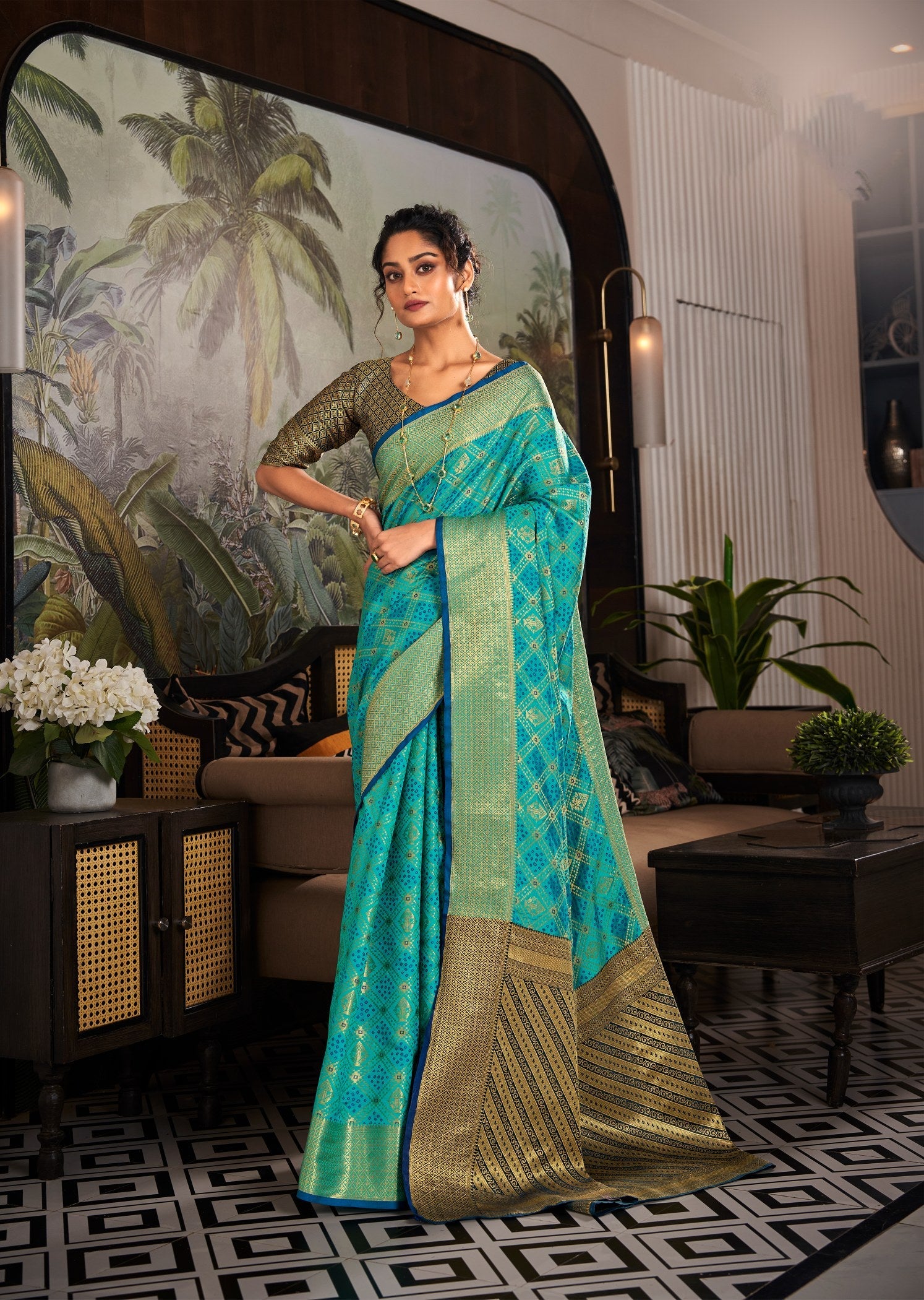 Elegance in SeaBlue: Handloom Patola Weaving Saree Collection for Graceful Fashionistas