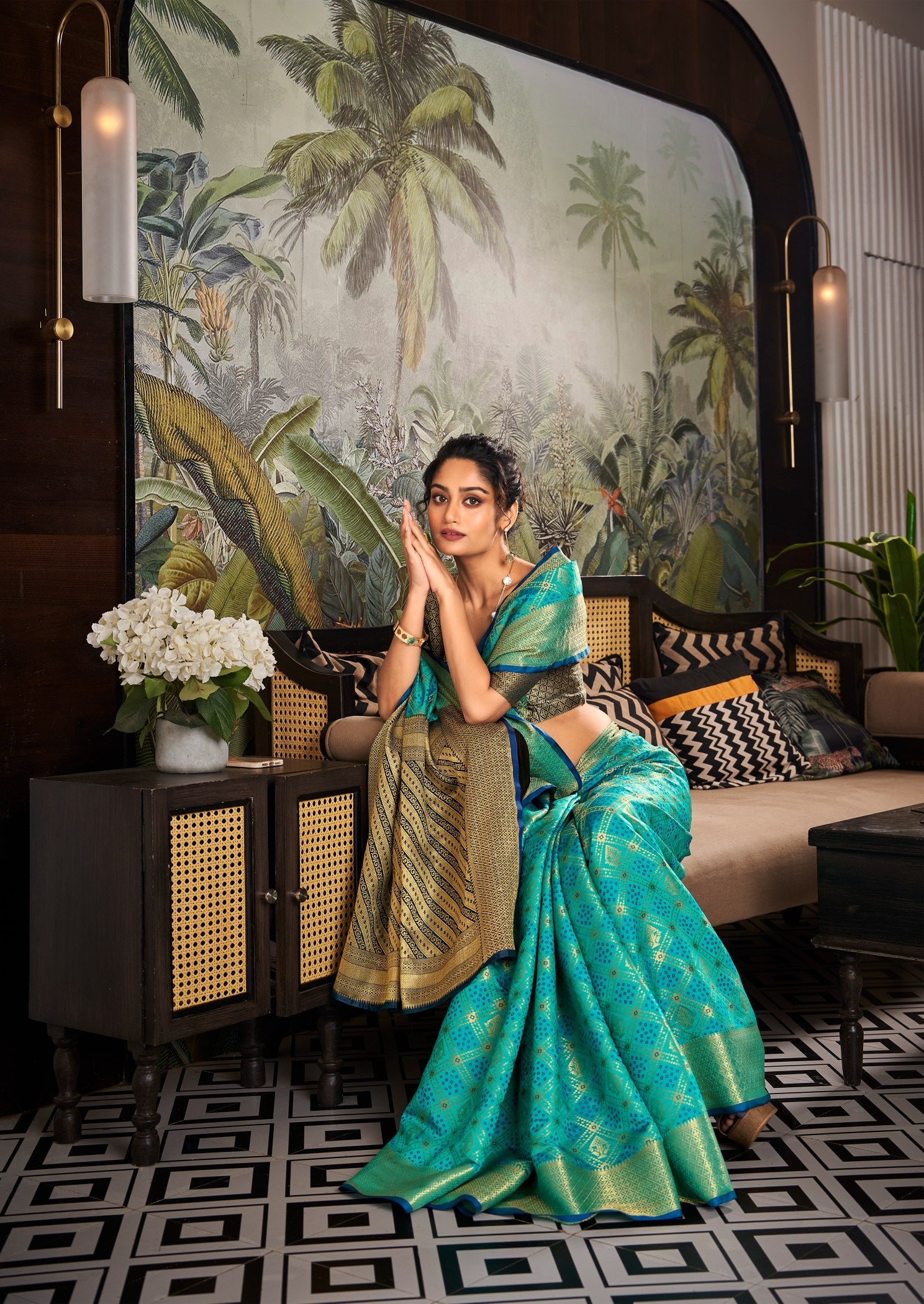 Elegance in SeaBlue: Handloom Patola Weaving Saree Collection for Graceful Fashionistas