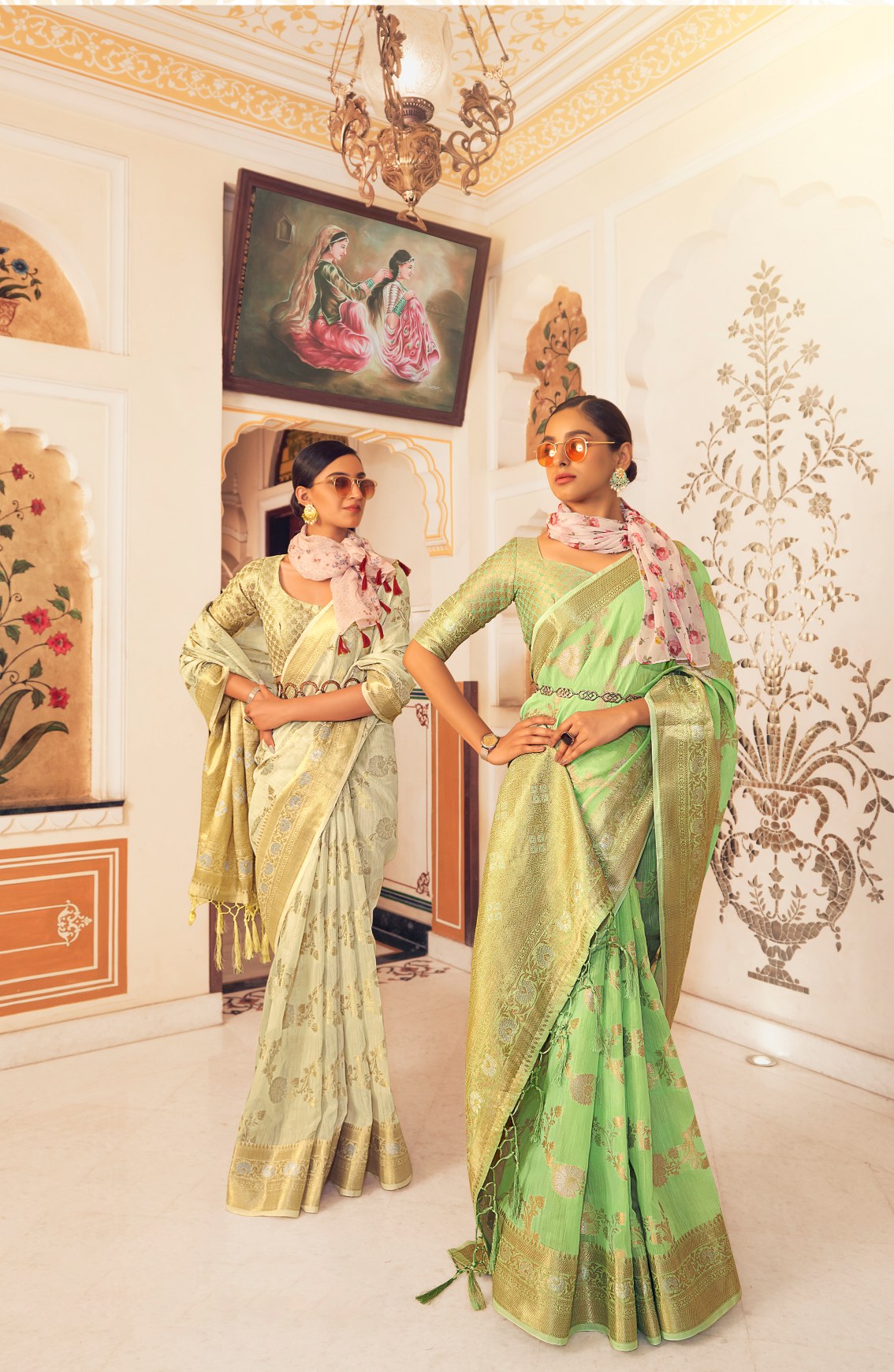 Enchanting Light Green Pure Linen Saree for Parties and Weddings