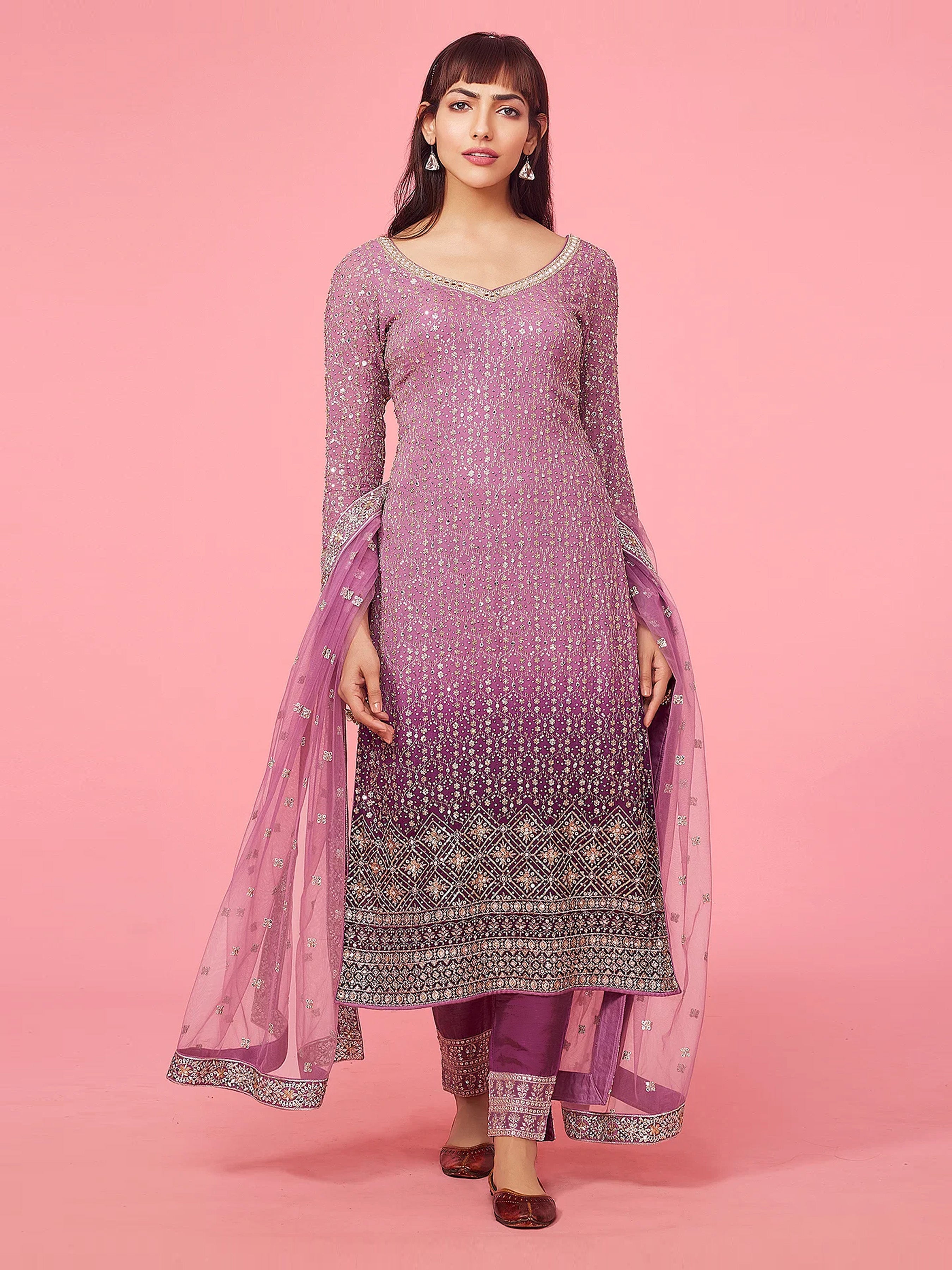 Elegant Wine-Colored Soft Silk Salwar Suit for Weddings and Parties