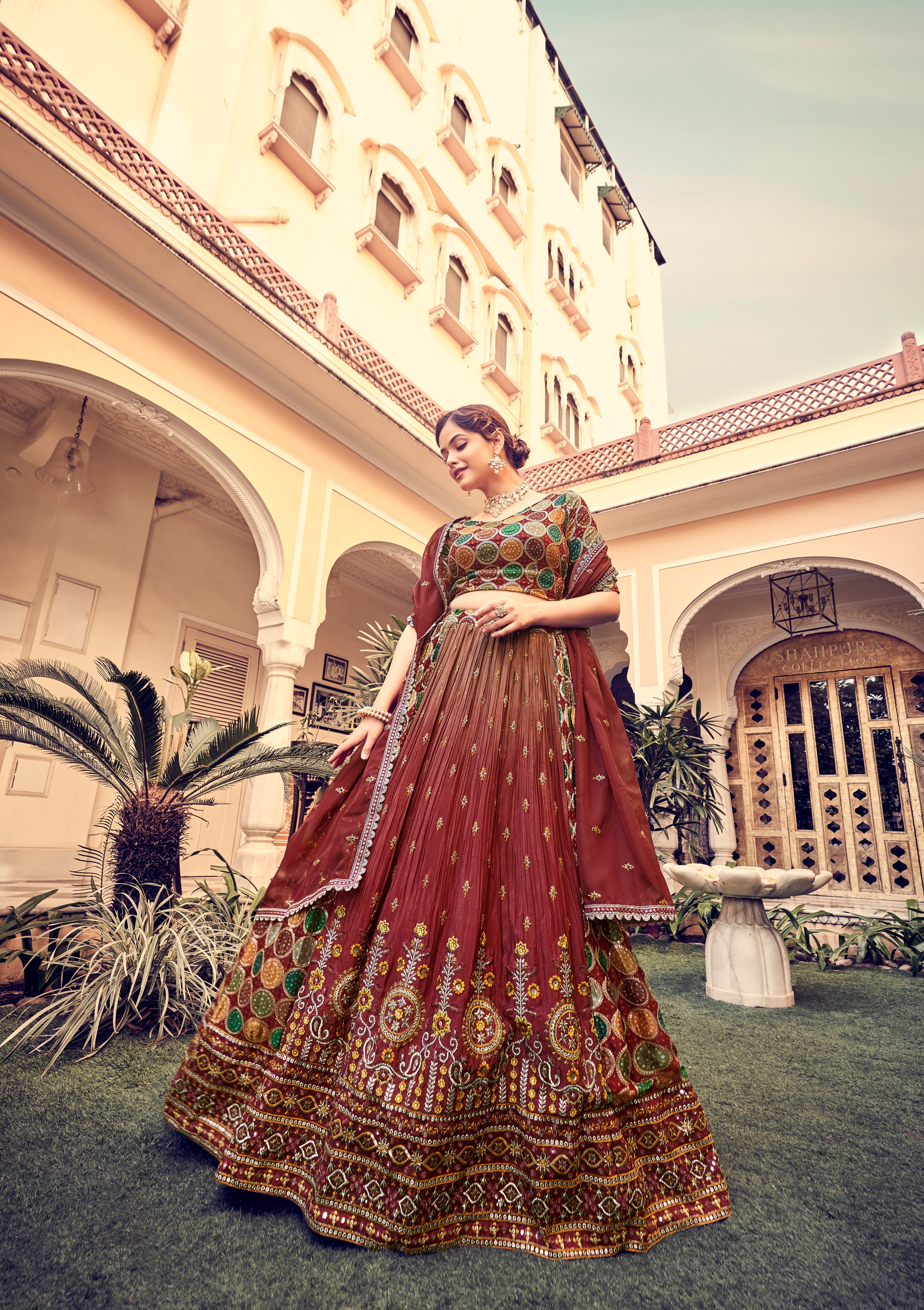 Elegant Maroon Embroidered Lehenga Choli: Perfect for Weddings and Parties