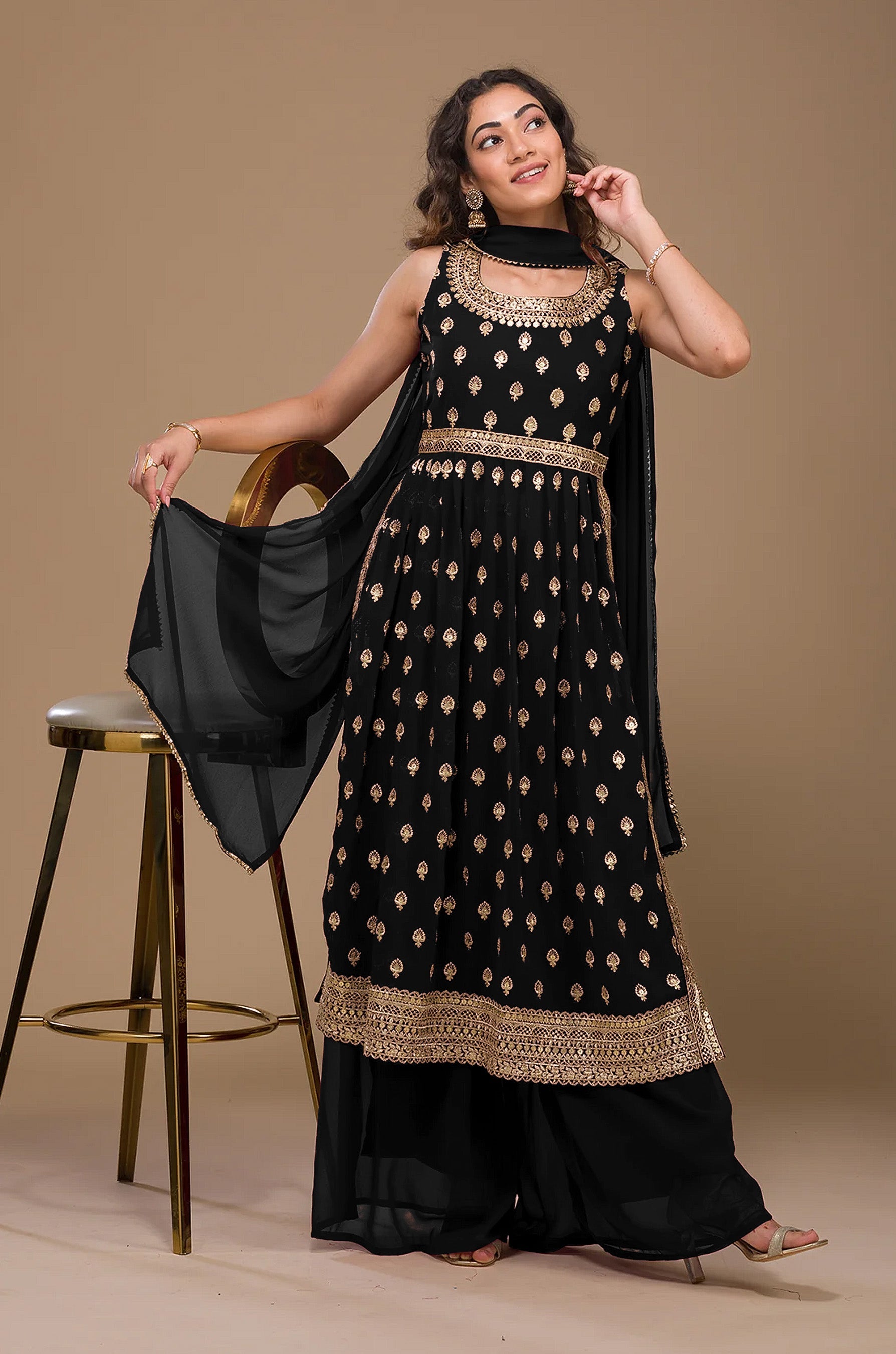 Elegant Black Soft Silk Salwar Suit: Perfect for Weddings and Parties