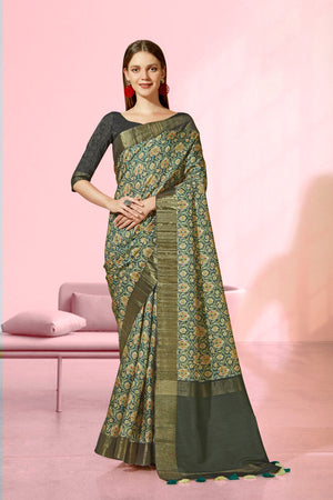 Dark Green Color Saree