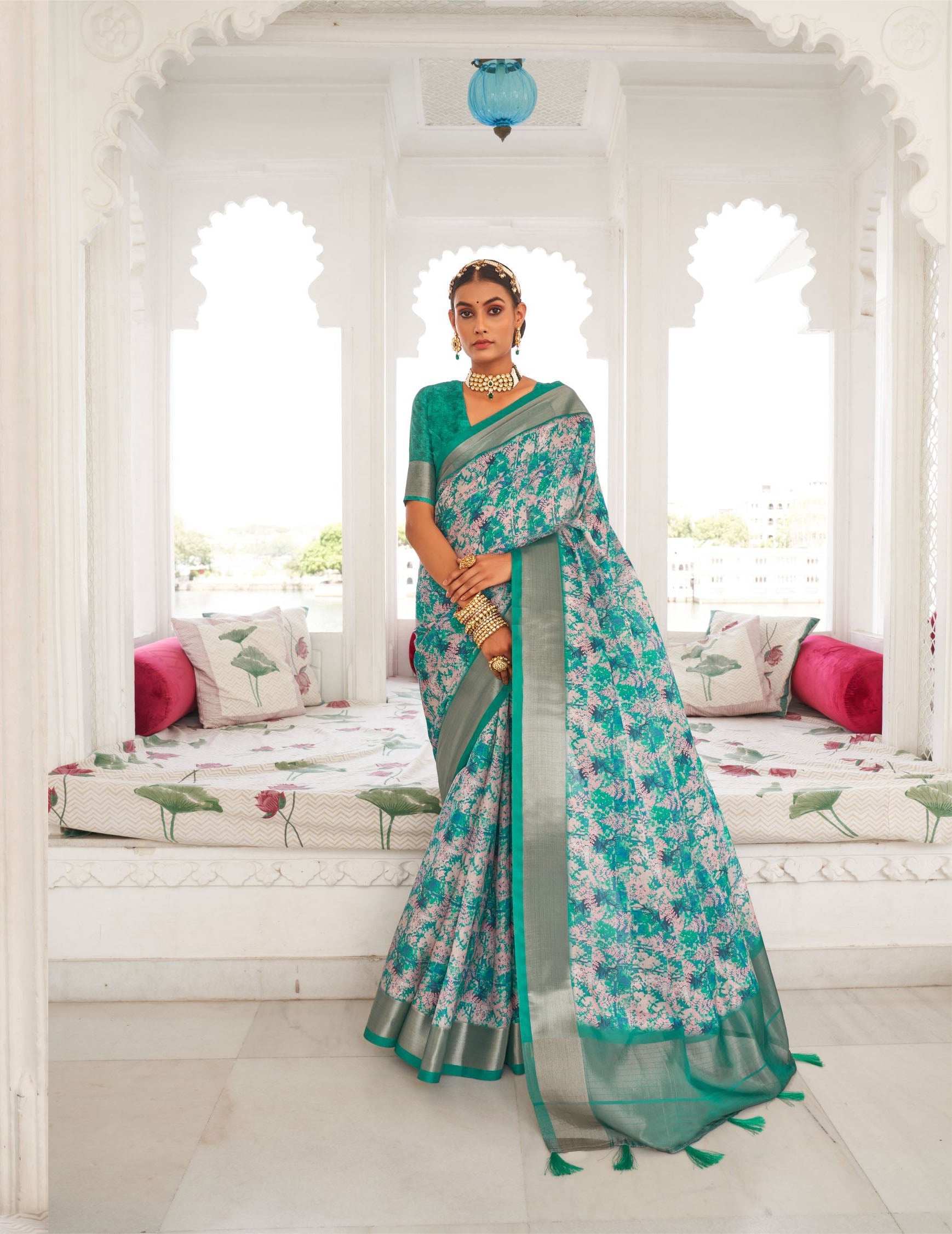 Enchanting Teal Elegance: Luxurious Soft Silk Saree for Weddings and Parties