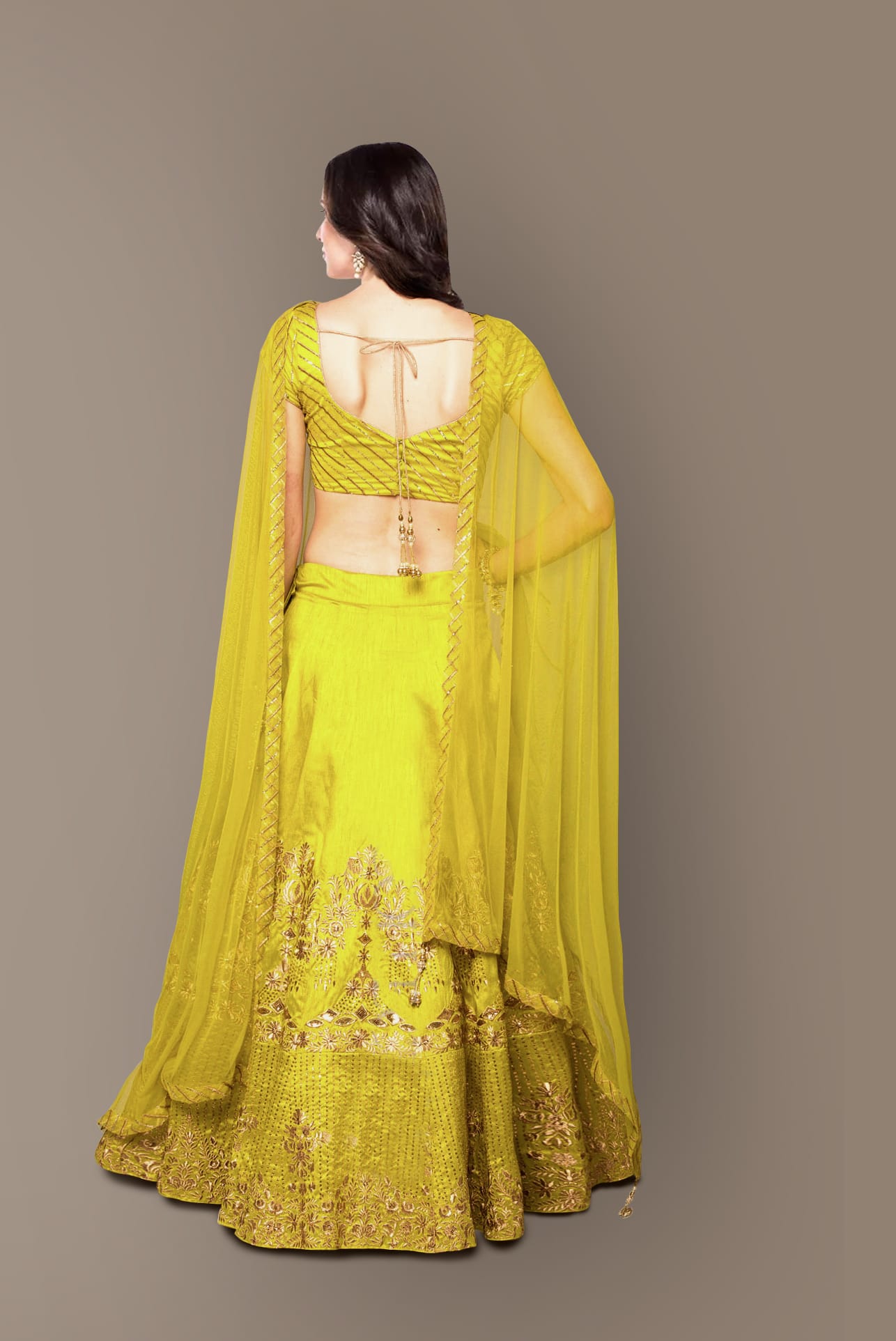 Radiant Neon Lehenga Choli: Zari, Sequins, and Stone Embroidered Elegance in Banglory Silk