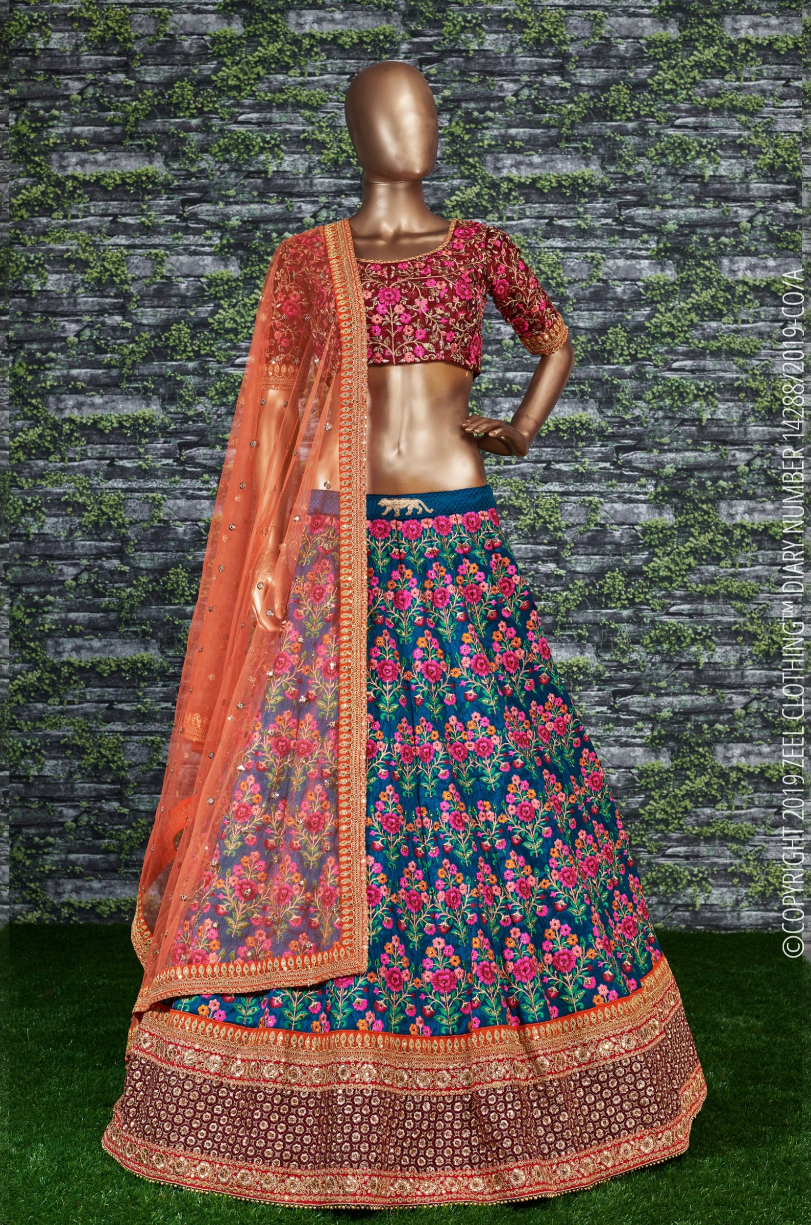 Elegant Blue Mulberry Silk Lehenga Choli with Exquisite Thread and Stone Embroidery