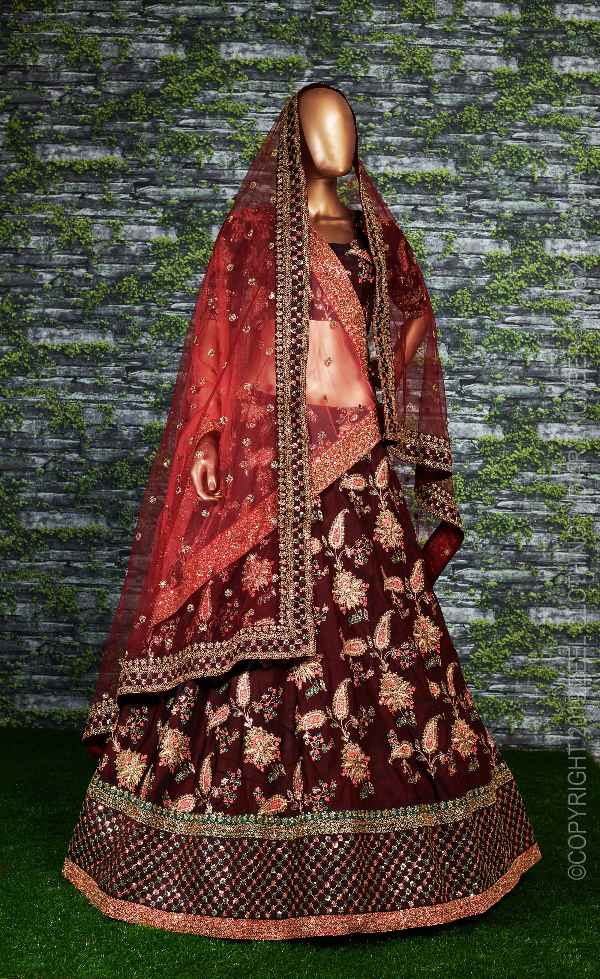 Elegant Maroon Tafeta Silk Lehenga Choli with Dori, Sequins, and Multi-color Embroidery