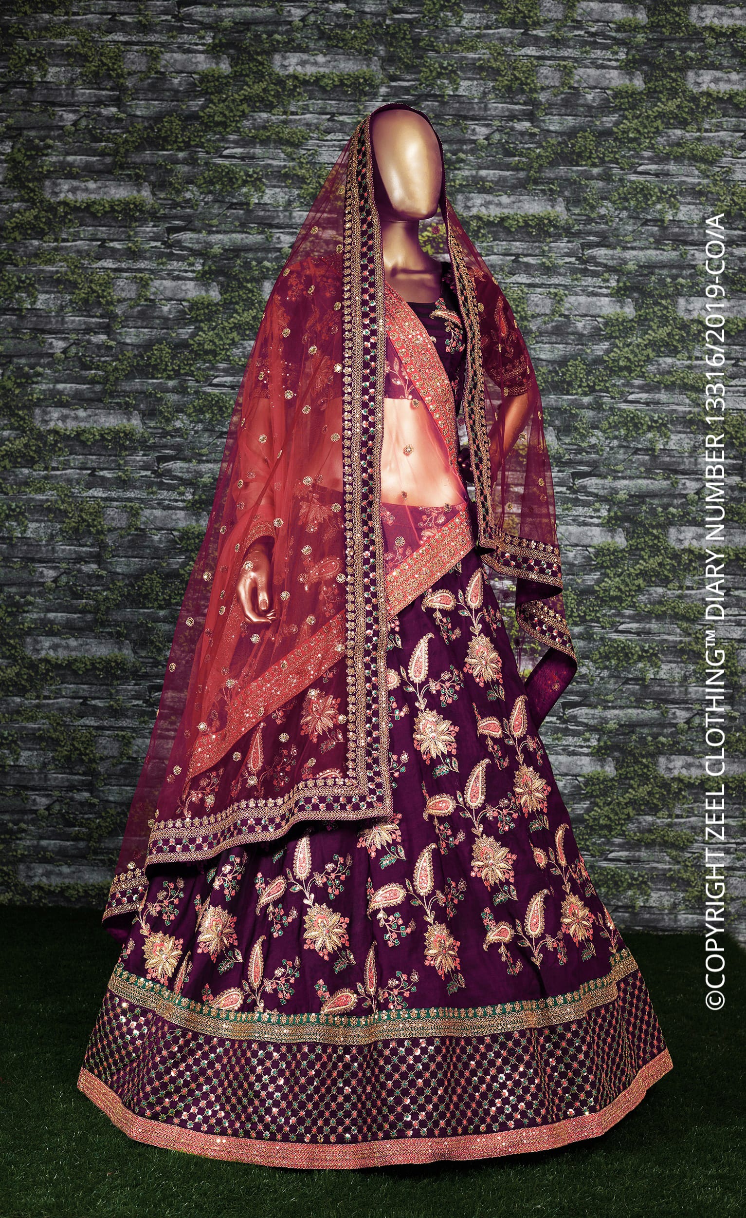 Elegant Purplen Tafeta Silk Lehenga Choli with Dori, Sequins, and Multi-color Embroidery