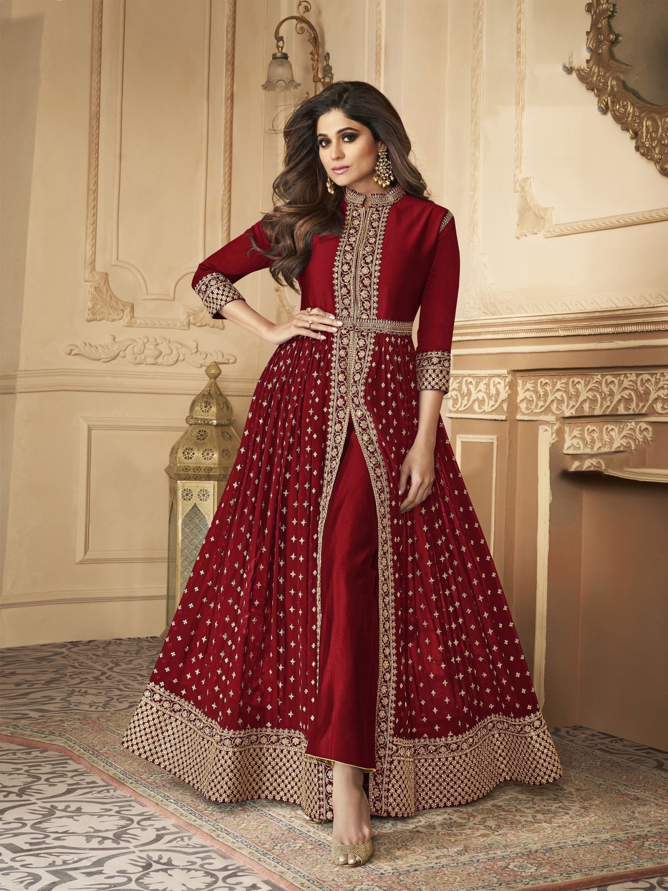 Ravishing Red Anarkali Salwar Suit: Elegance for Weddings and Parties!