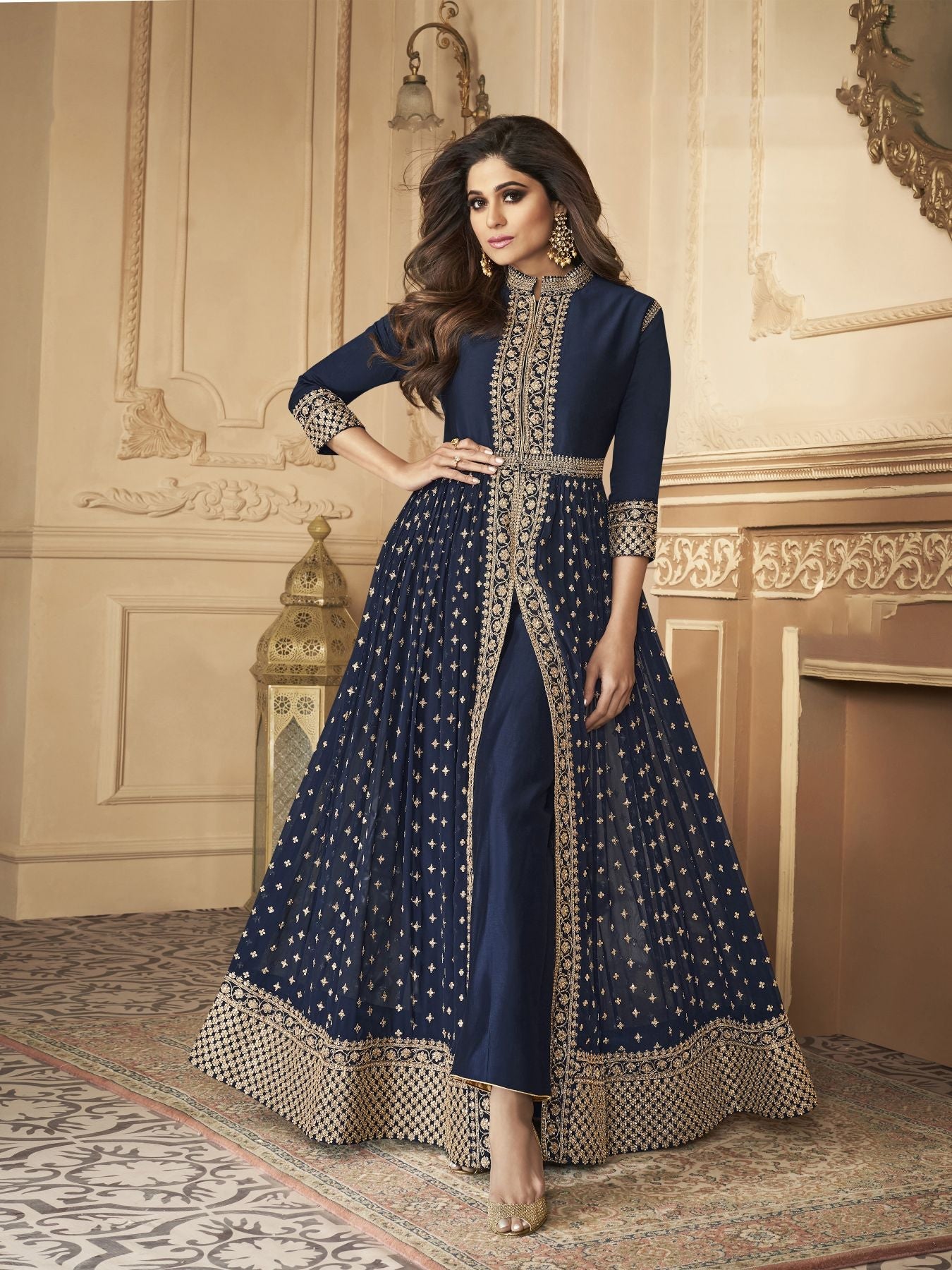 Elegant Blue Anarkali Salwar Suit for Weddings & Parties