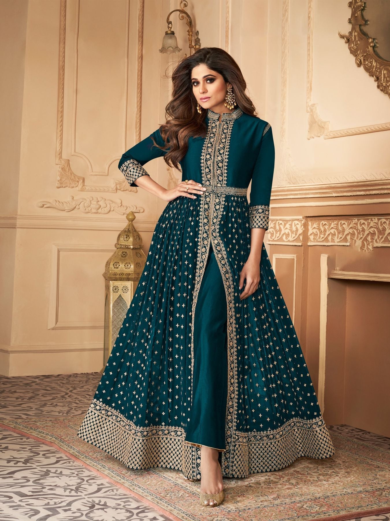 Morphing Elegance: Anarkali Salwar Suit in Mesmerizing Morpinch Hue