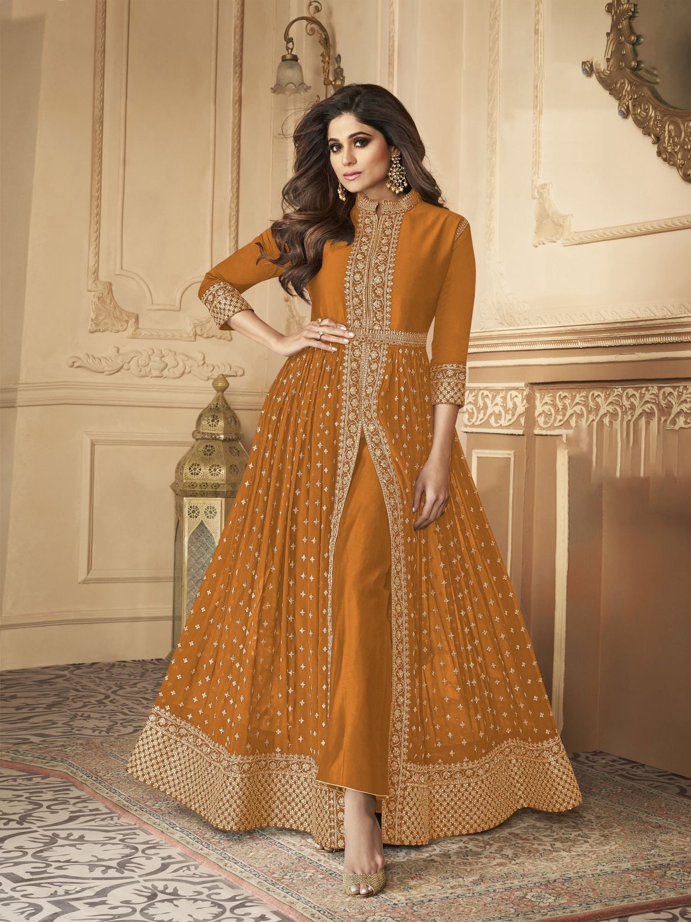 Golden Elegance: Yellow Anarkali Salwar Suit for Weddings and Parties