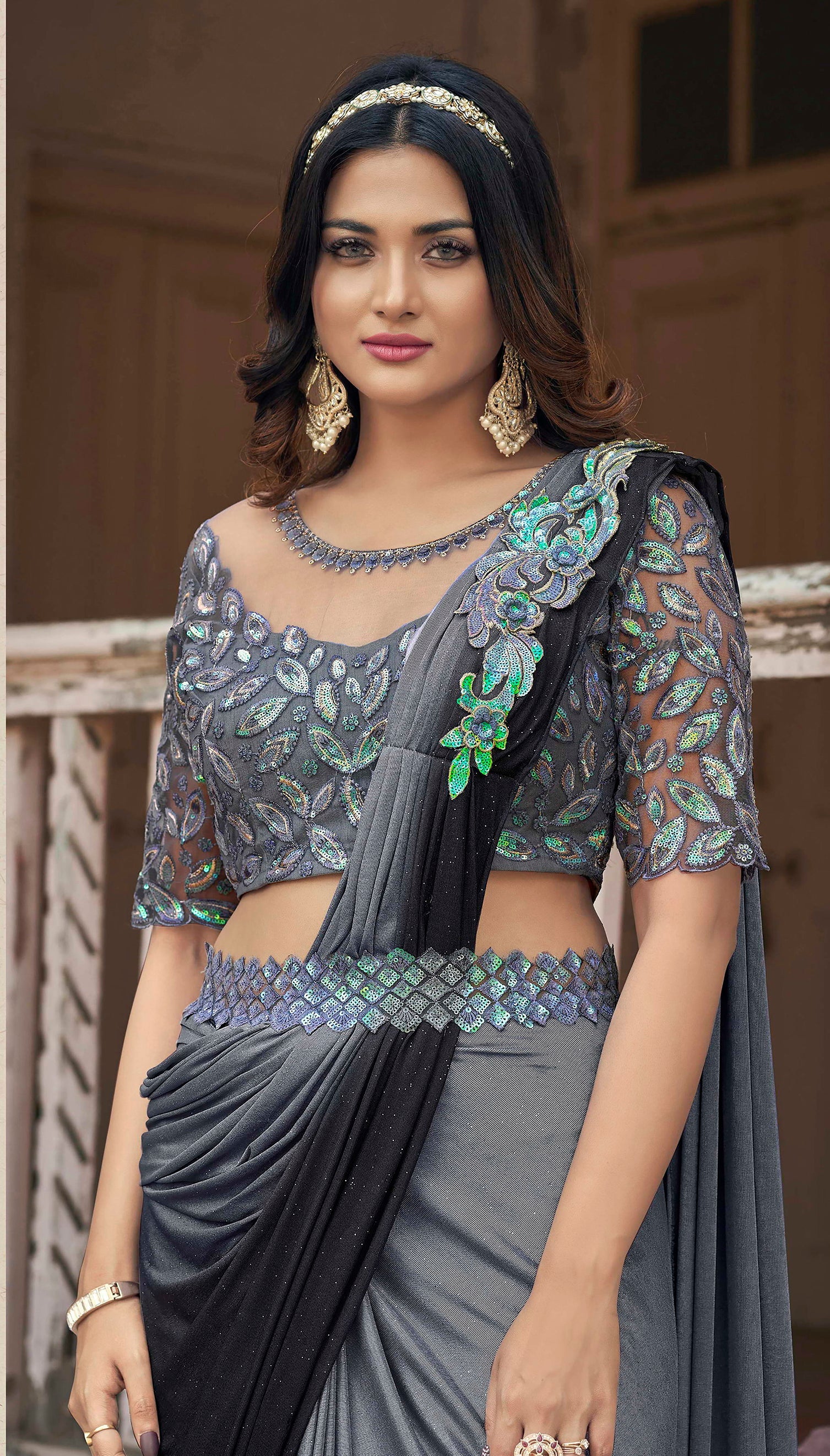 Grey Color Saree