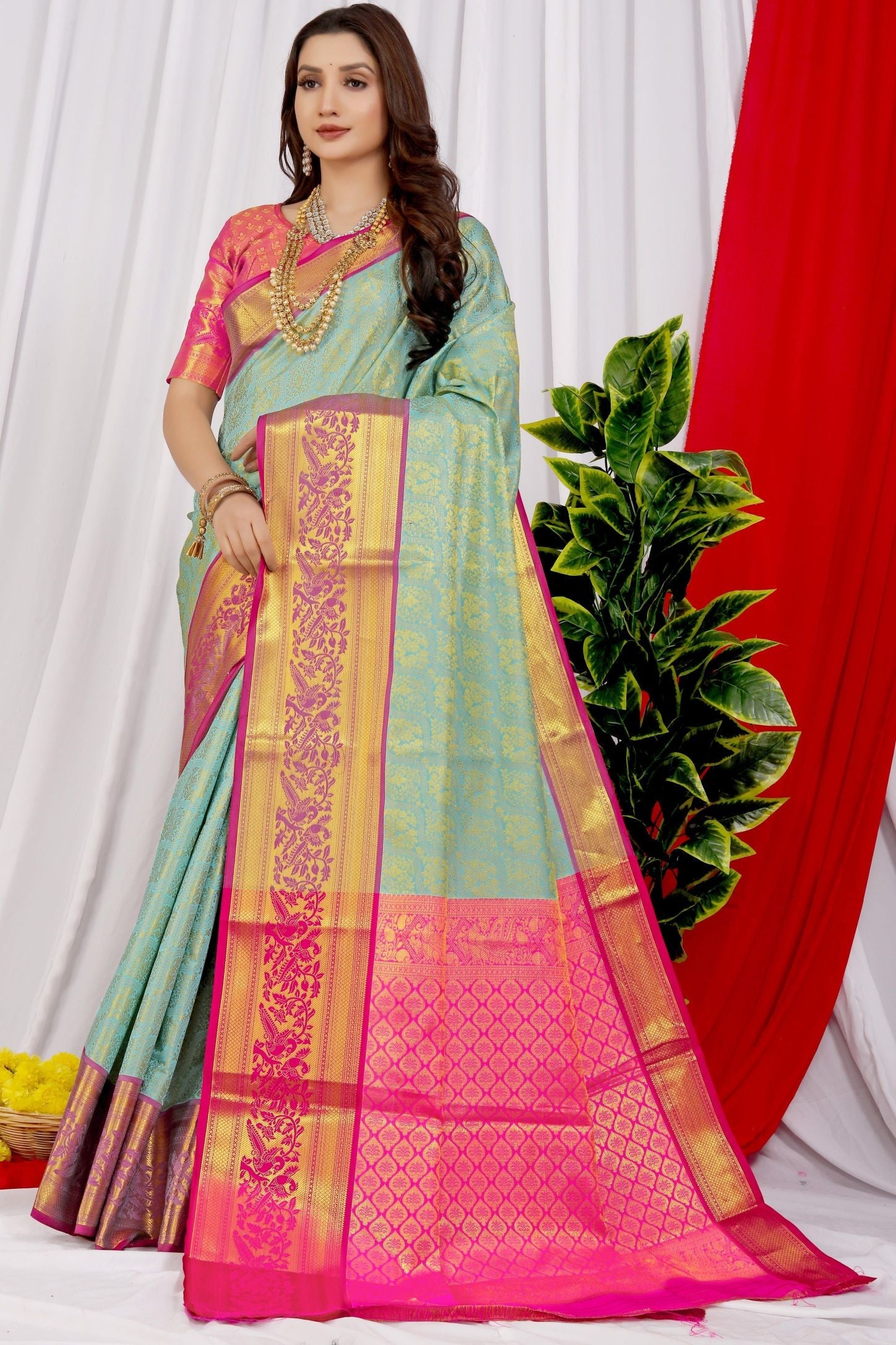 Ethereal Pista Delight: Light and Soft Silk Saree for Weddings and Parties