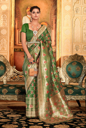 Mehendi Color Silk Saree