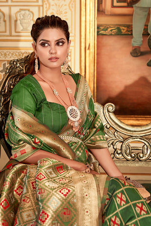 Mehendi Color Silk Saree