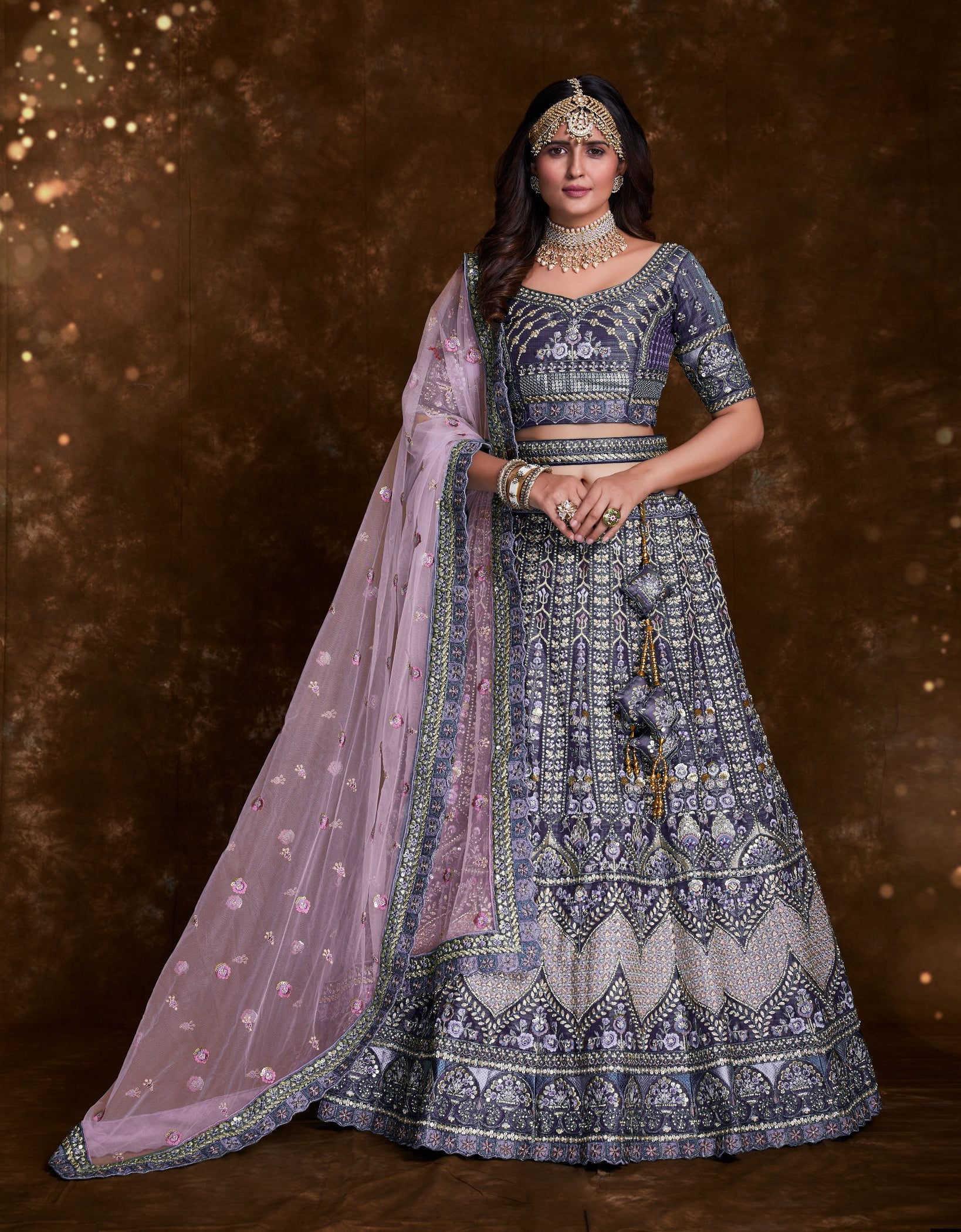 Violet lehenga cheap choli