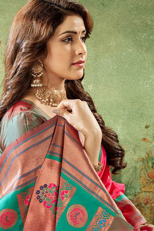 PinkGreen Color Saree