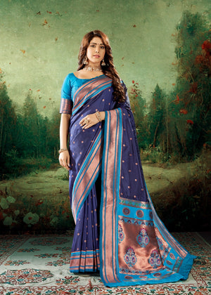 PurpleSeaBlue Color Saree