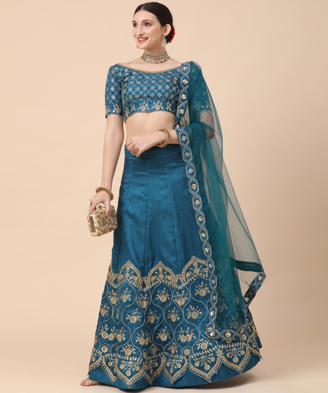 Enchanting DarkSkyBlue Lehenga Choli with Opulent Thread-Dori-Sequence Embroidery