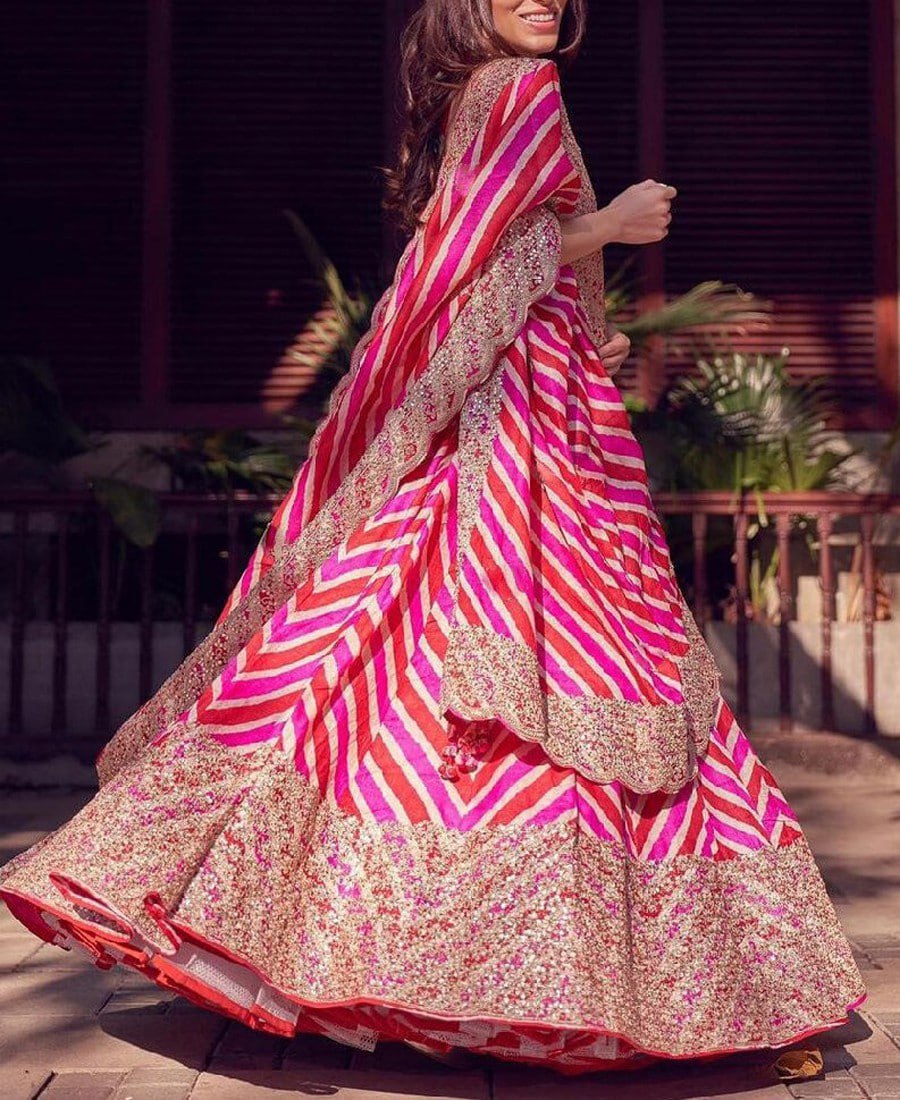 Elegant Pink Lehenga Choli adorned with Exquisite Thread-Dori Embroidery and Digital Print