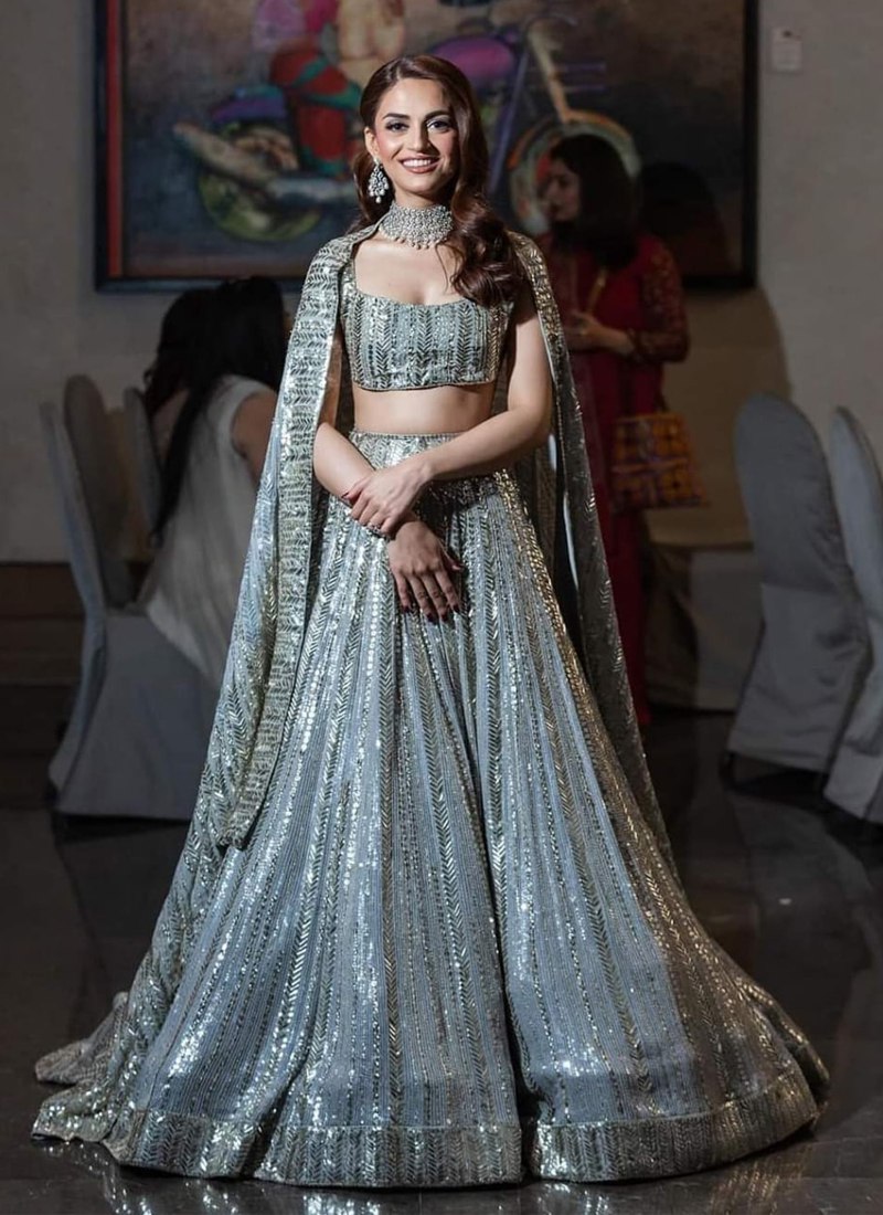 Elegant Silver Lehenga Choli with Exquisite Thread and Sequin Embroidery