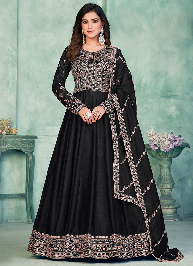 Elegant Black Silk Salwar Suit for Weddings and Parties