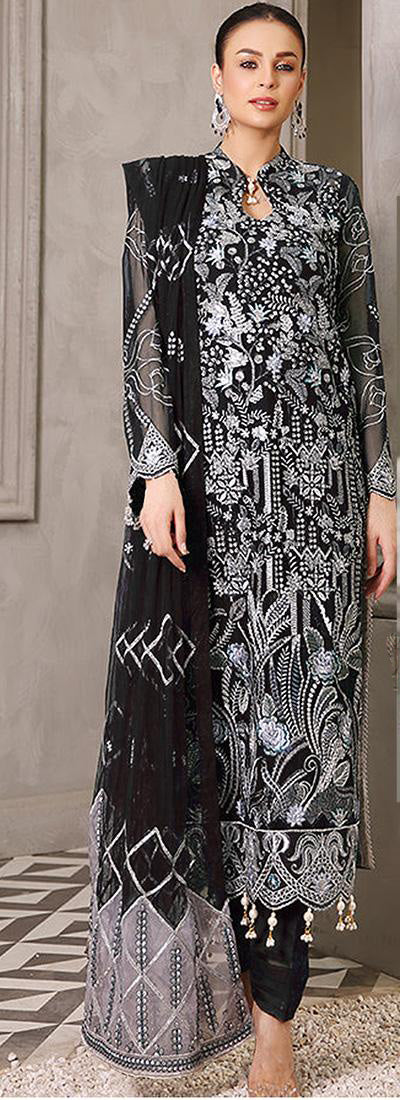 Elegant Black Silk Salwar Suit for Weddings and Parties